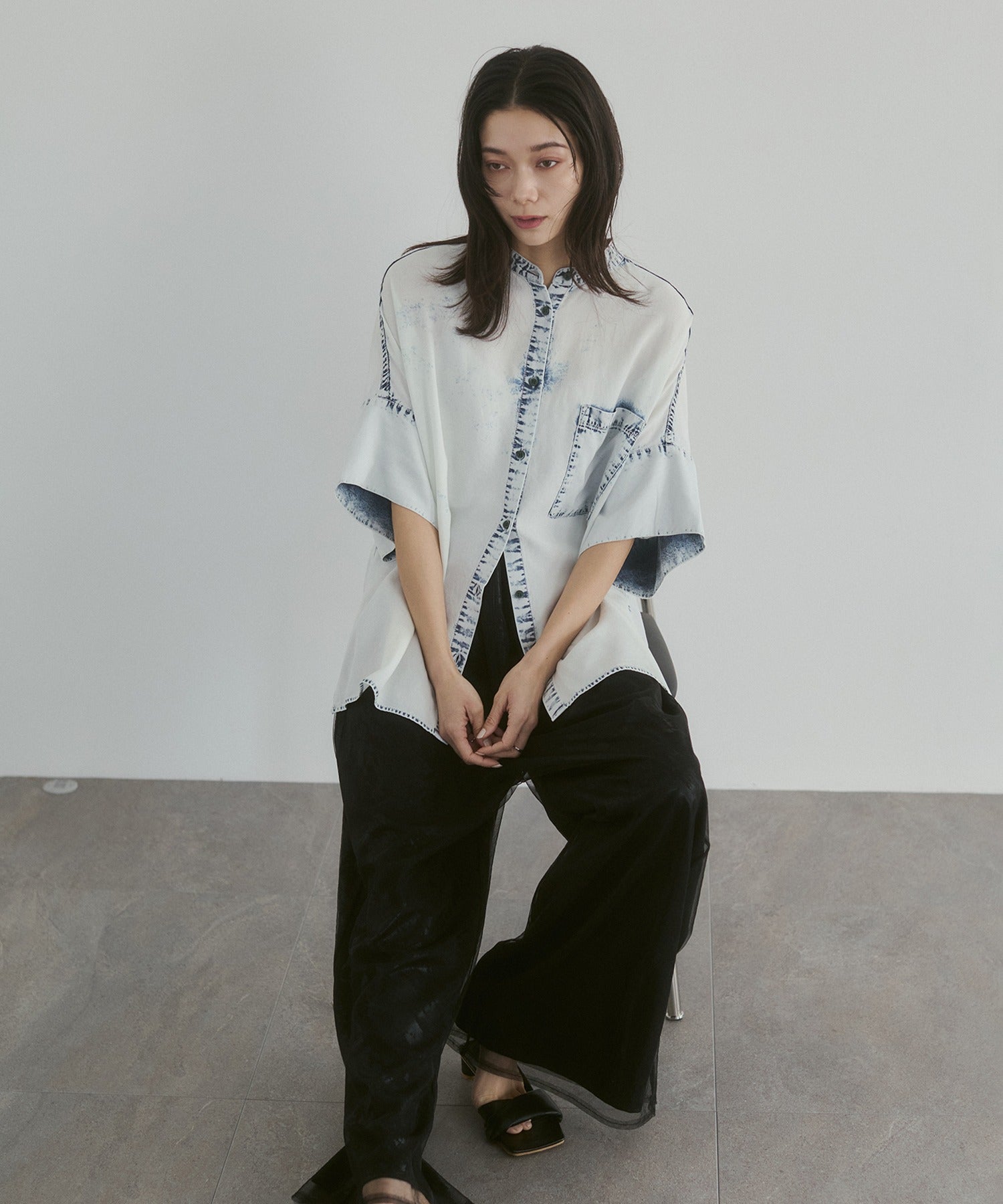 TENCEL DENIM HALF SLEEVE OVERSHIRT