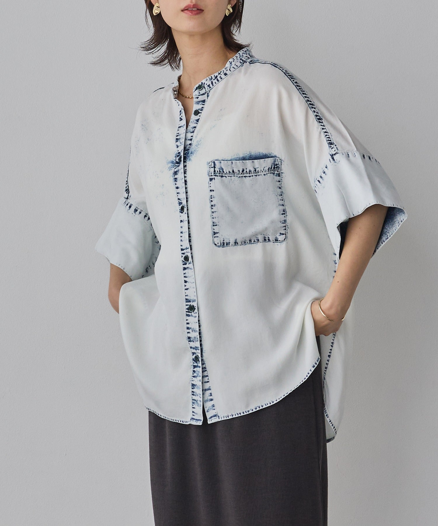 TENCEL DENIM HALF SLEEVE OVERSHIRT