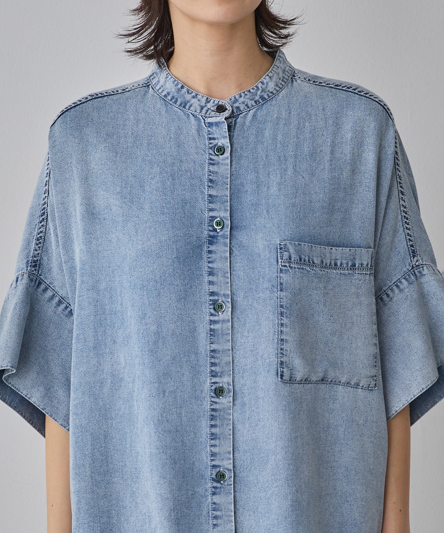 TENCEL DENIM HALF SLEEVE OVERSHIRT