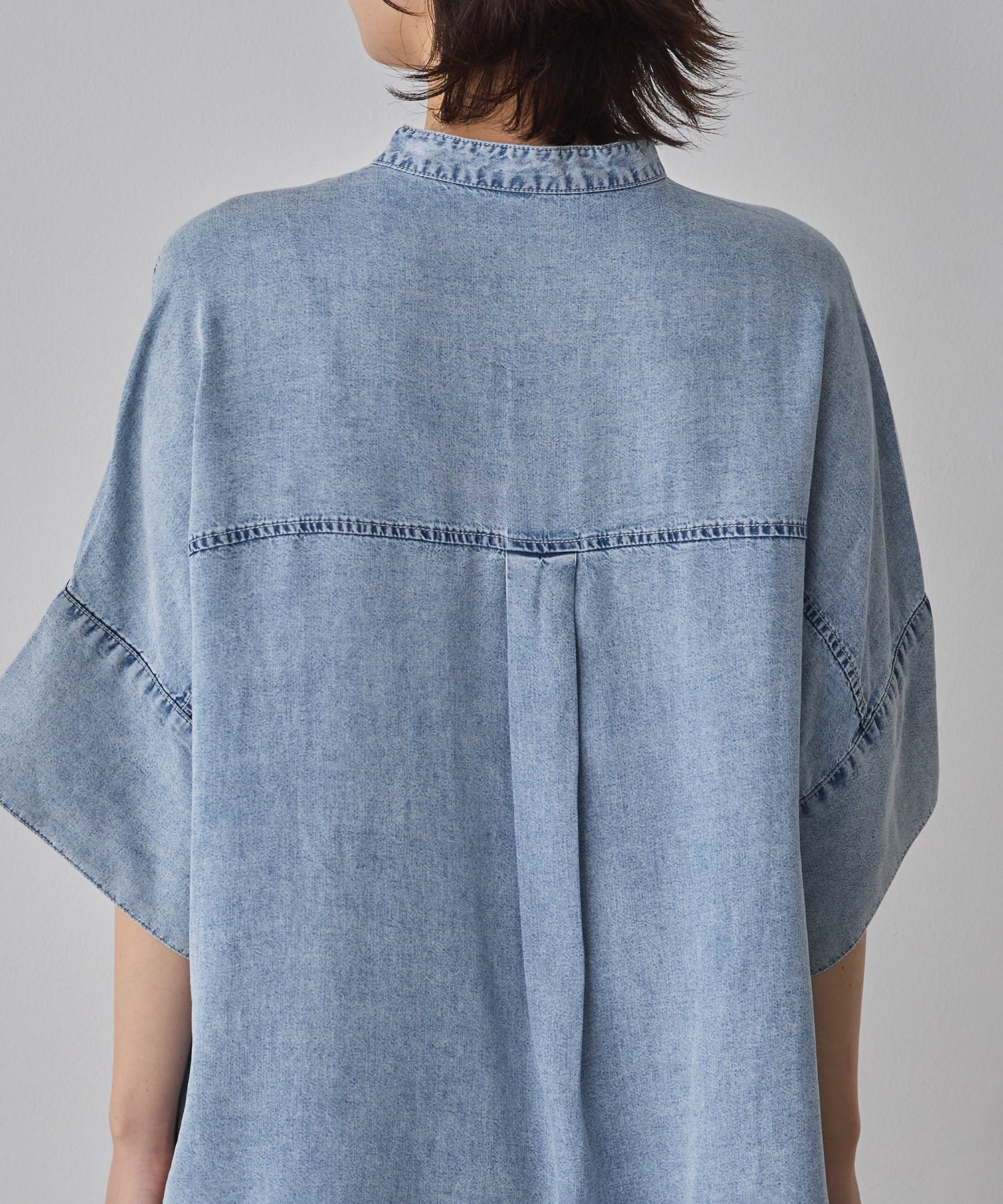 TENCEL DENIM HALF SLEEVE OVERSHIRT