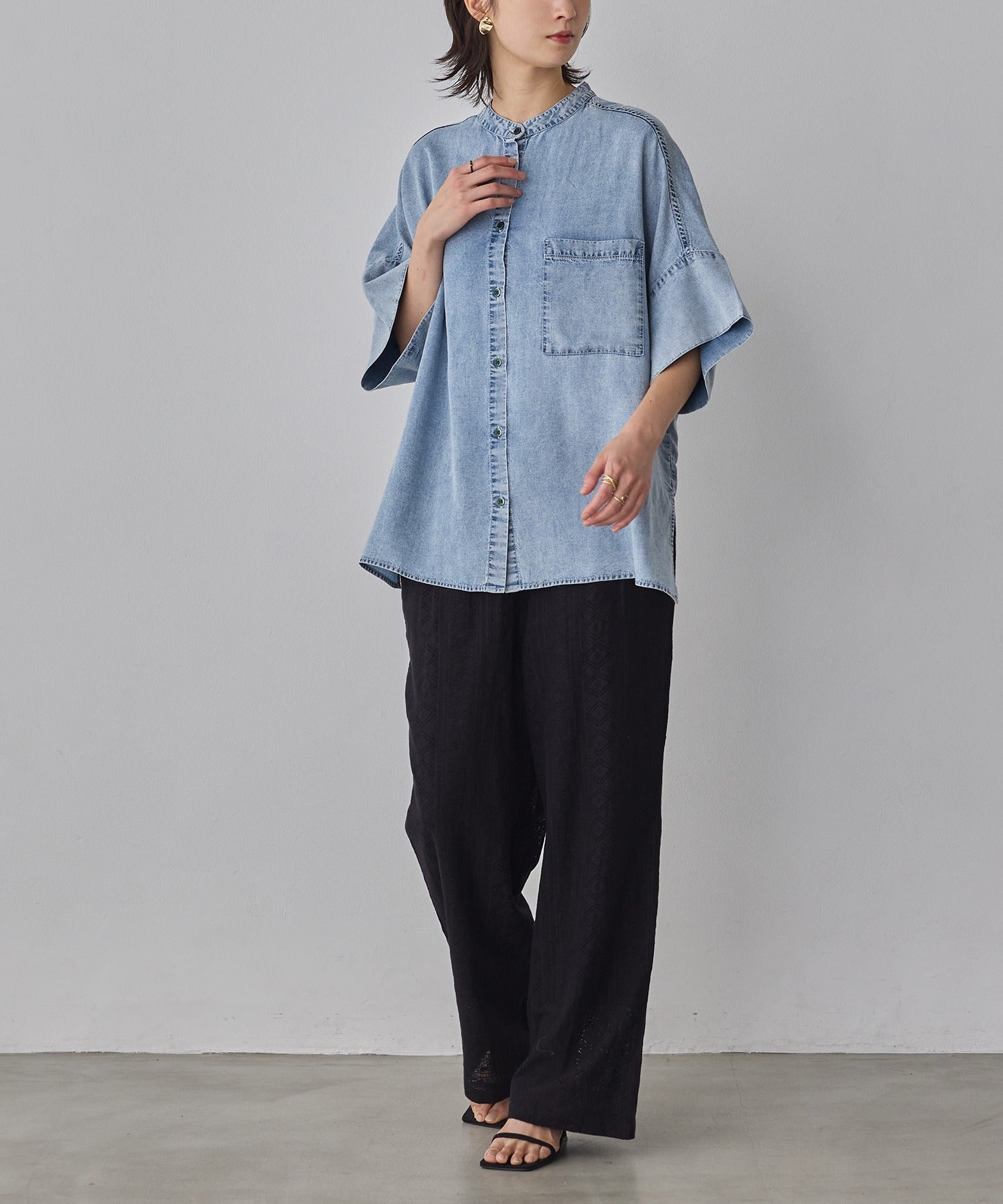 TENCEL DENIM HALF SLEEVE OVERSHIRT