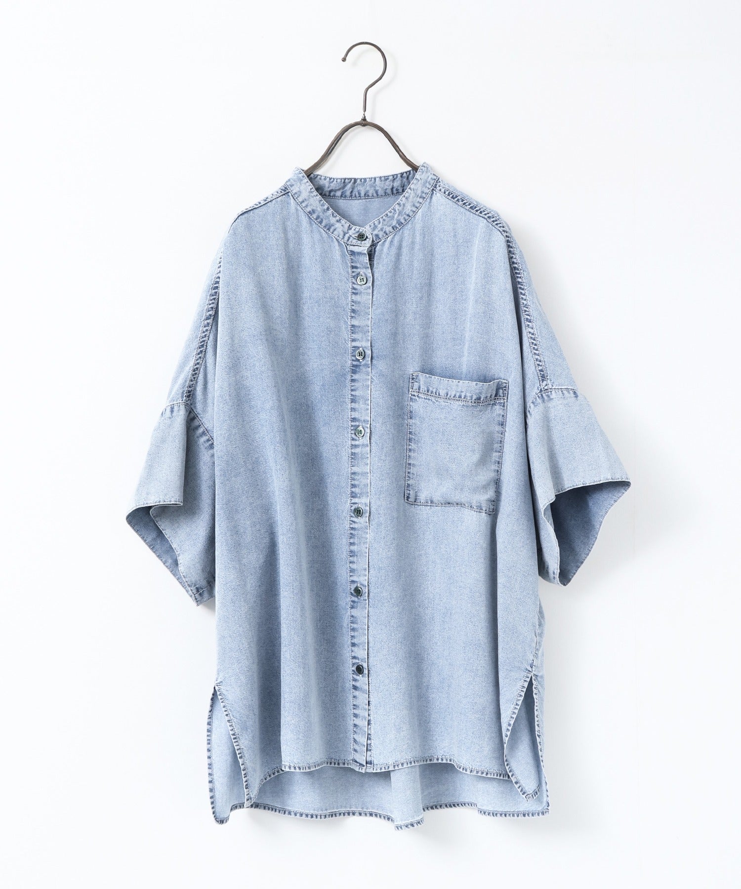 TENCEL DENIM HALF SLEEVE OVERSHIRT