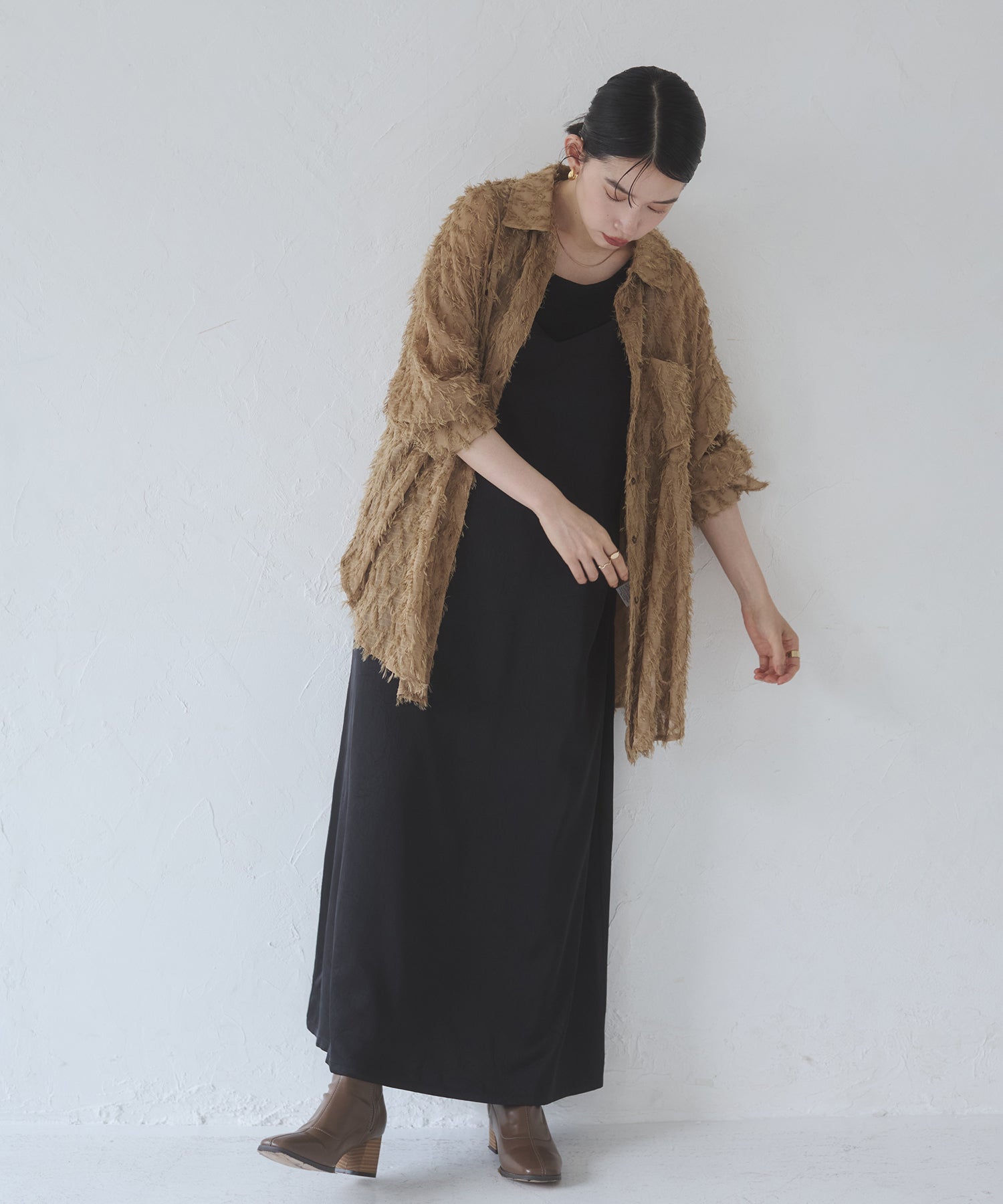 前後2WAY ワッシャーサテン キャミワンピース