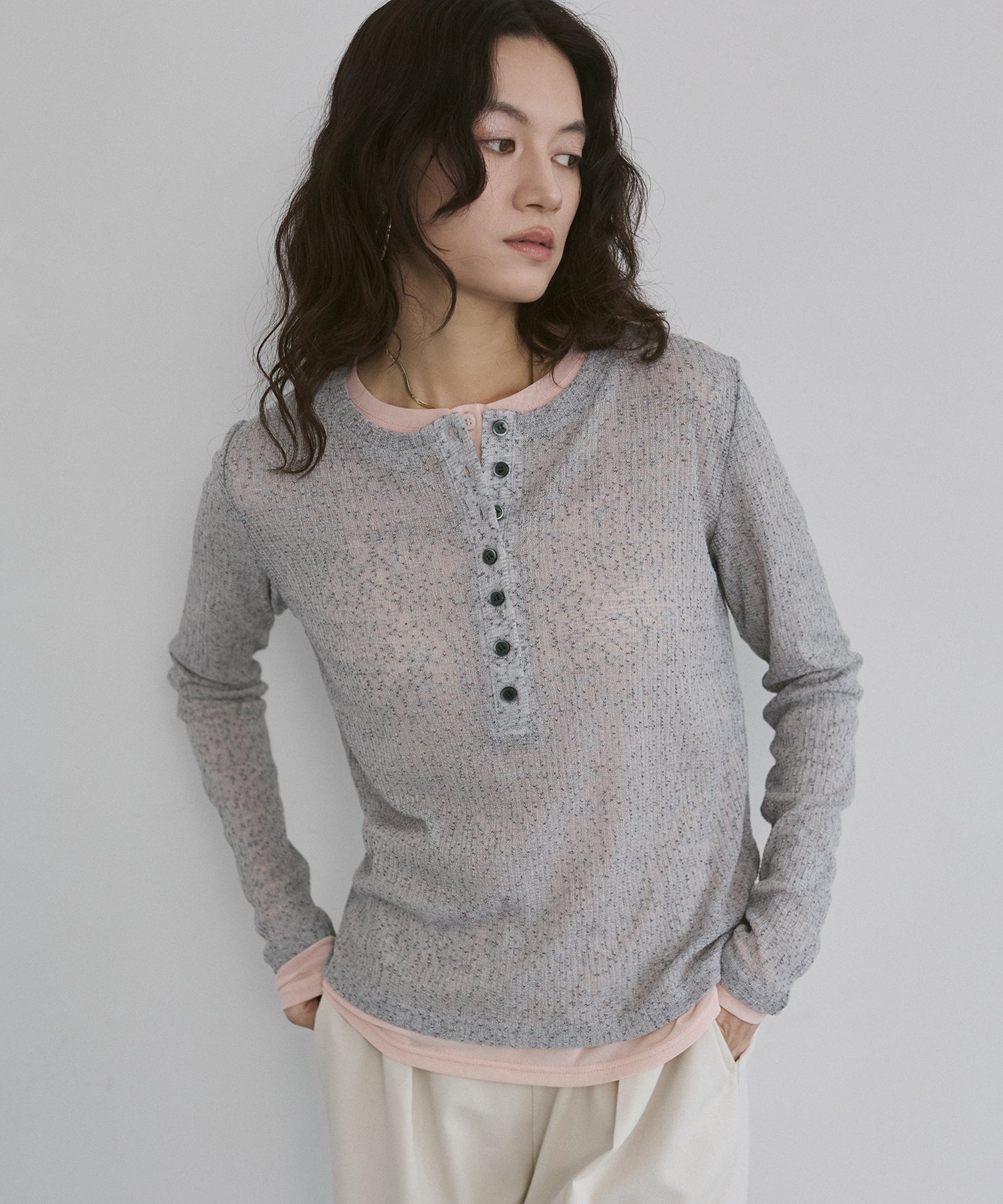 HENRY NECK LAYERED SHEER TOPS