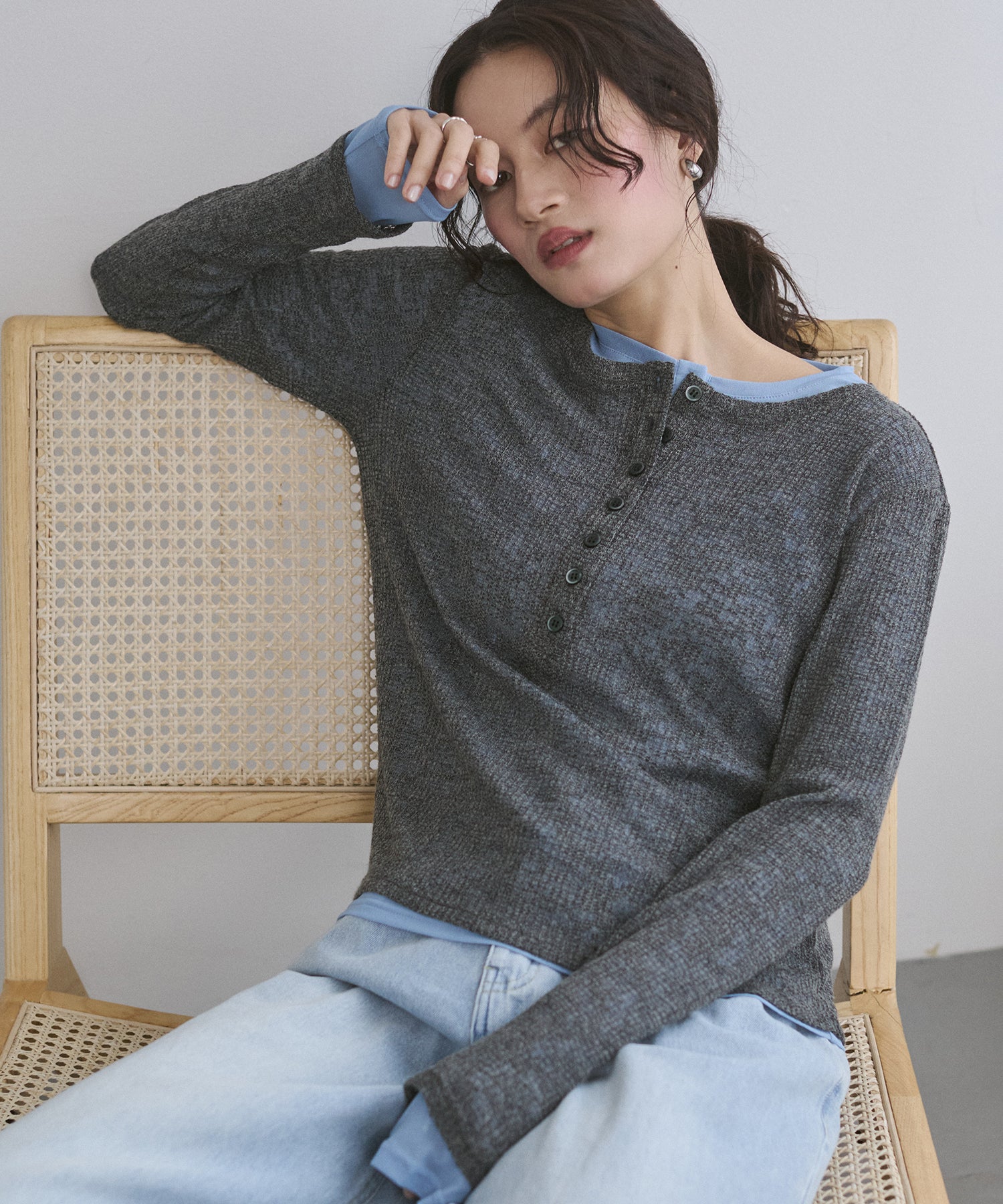 HENRY NECK LAYERED SHEER TOPS