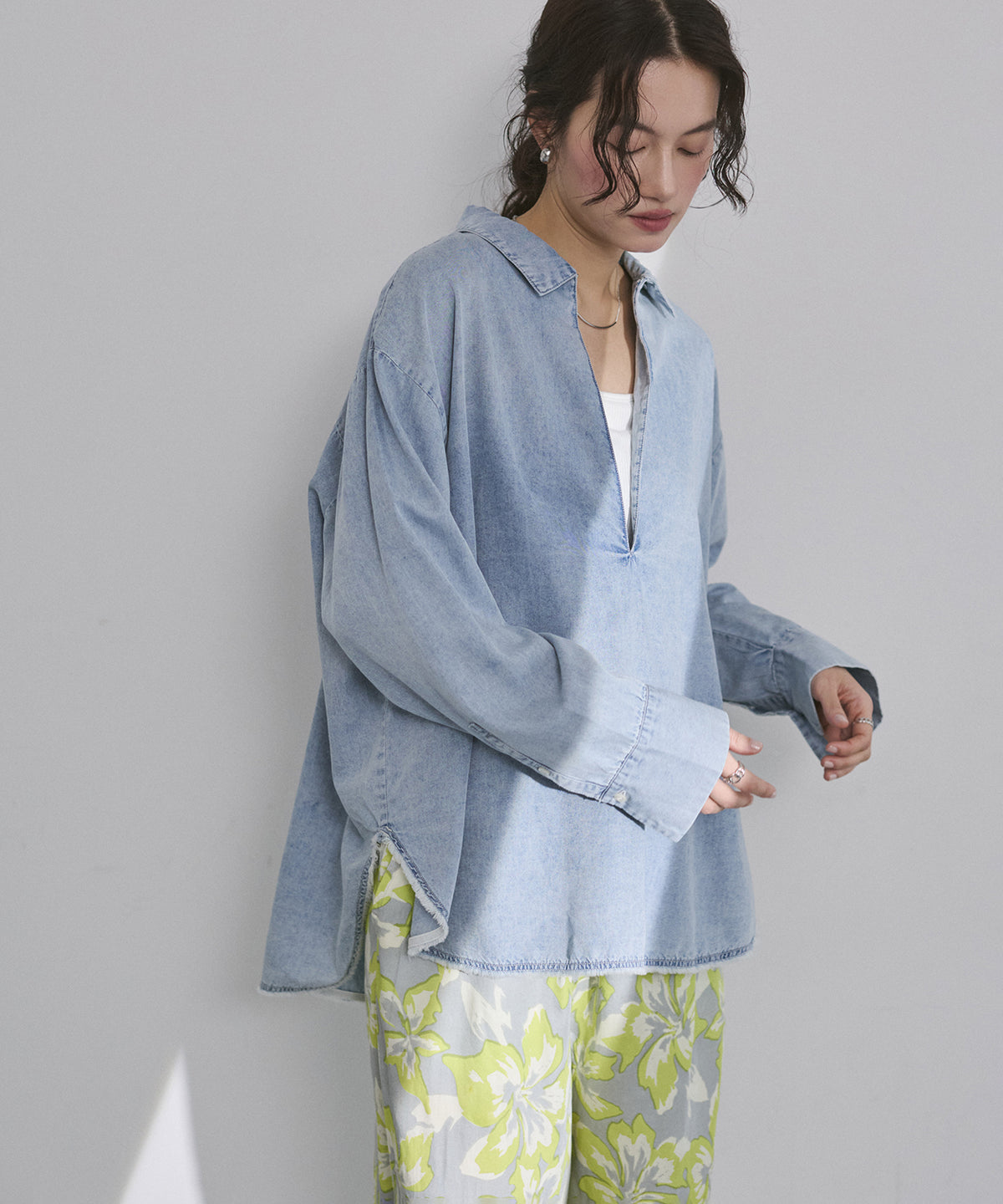 LIMITED] BROAD/TENCEL DENIM SKIPPER SHIRT