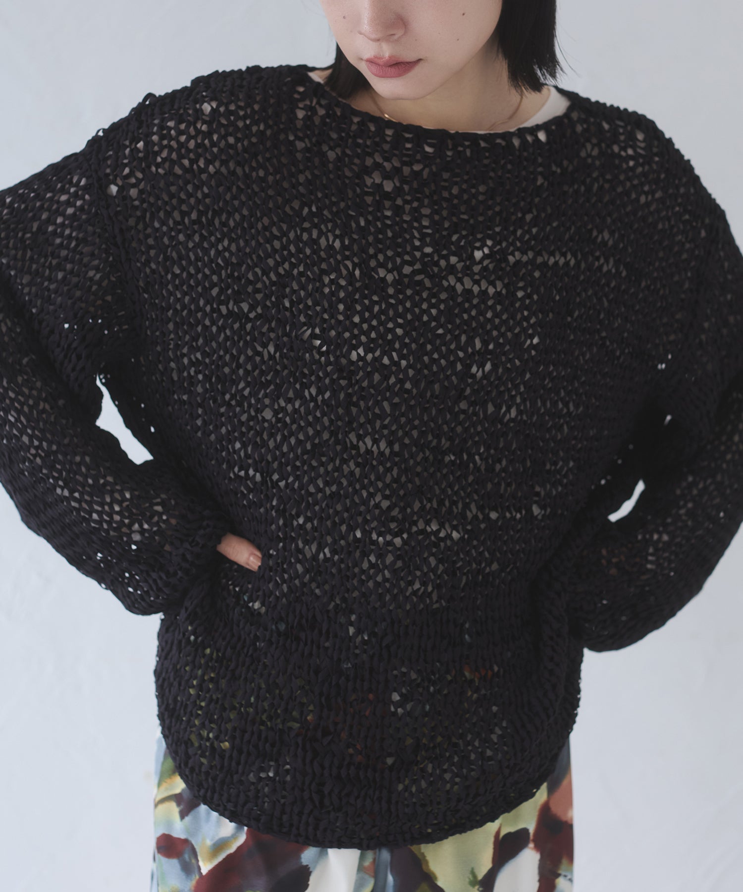 ペーパーヤーン 透かし編みニット