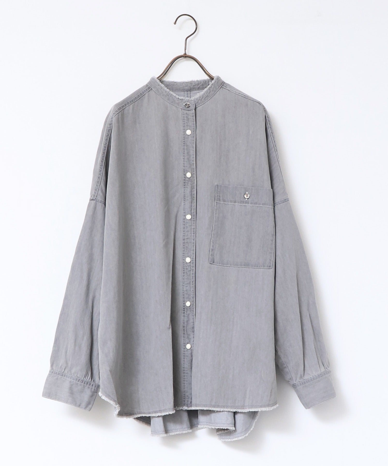 【WEB限定/別注】 バンドカラー オーバーサイズ デニムシャツ
