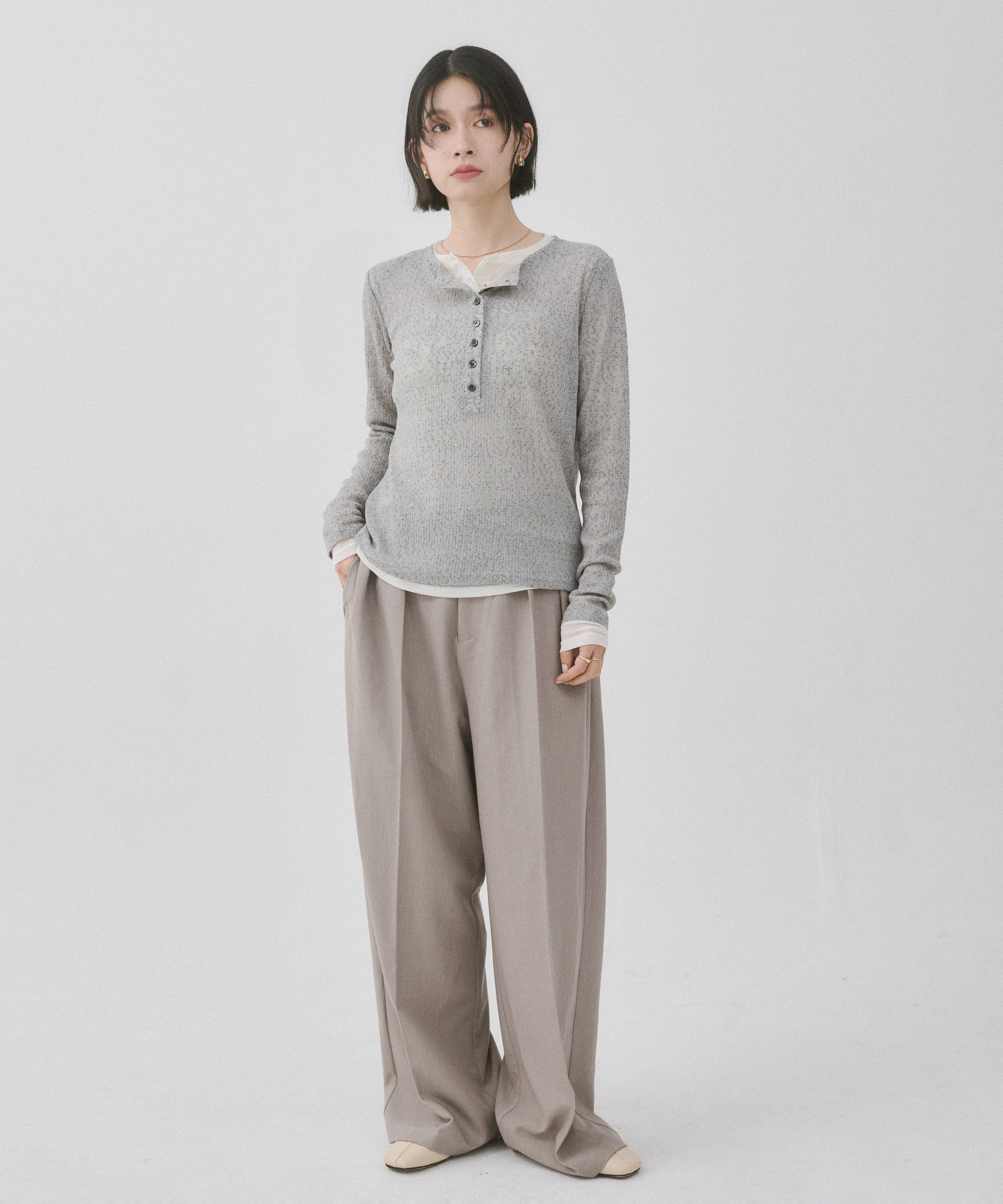 HENRY NECK LAYERED SHEER TOPS