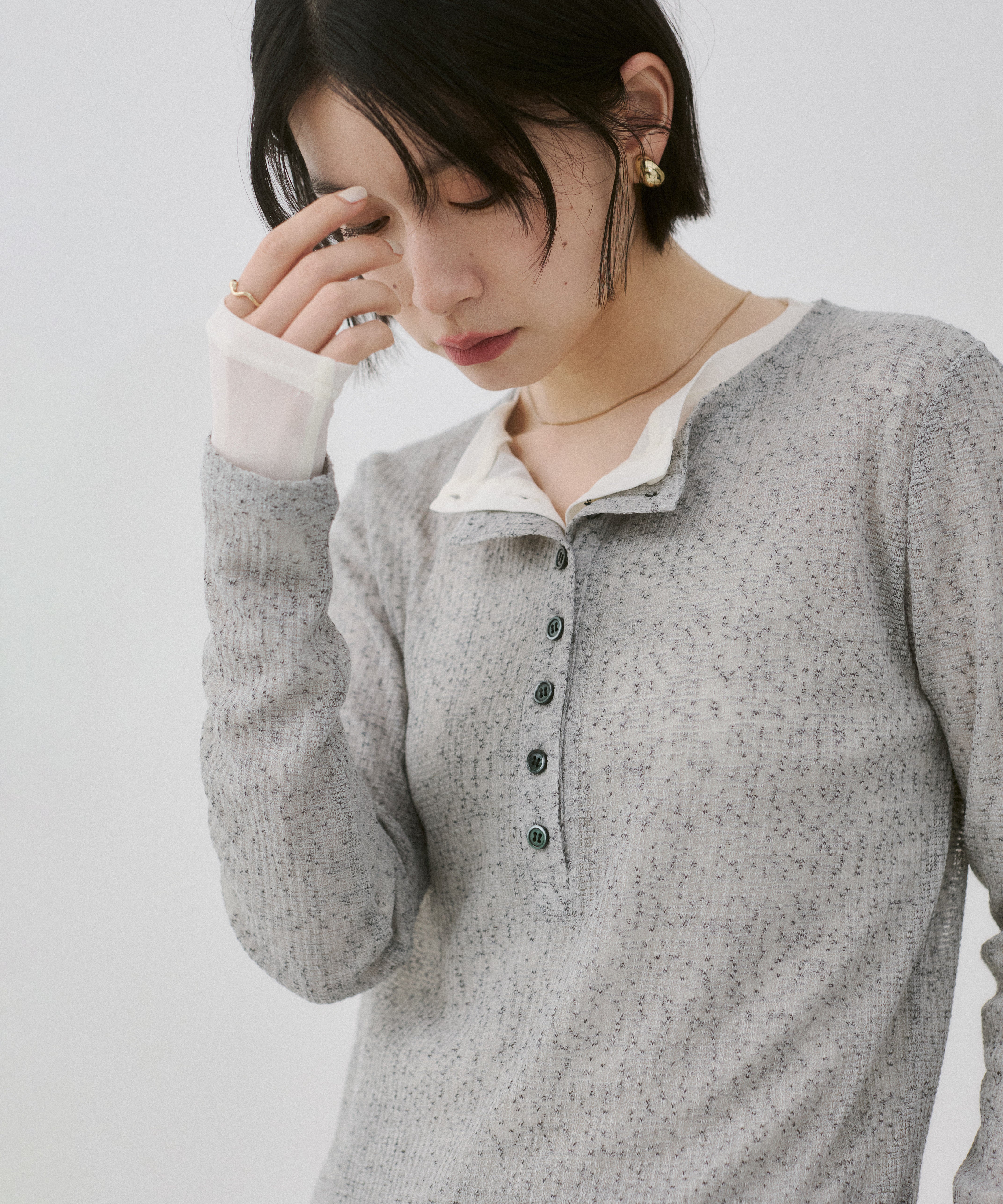 HENRY NECK LAYERED SHEER TOPS