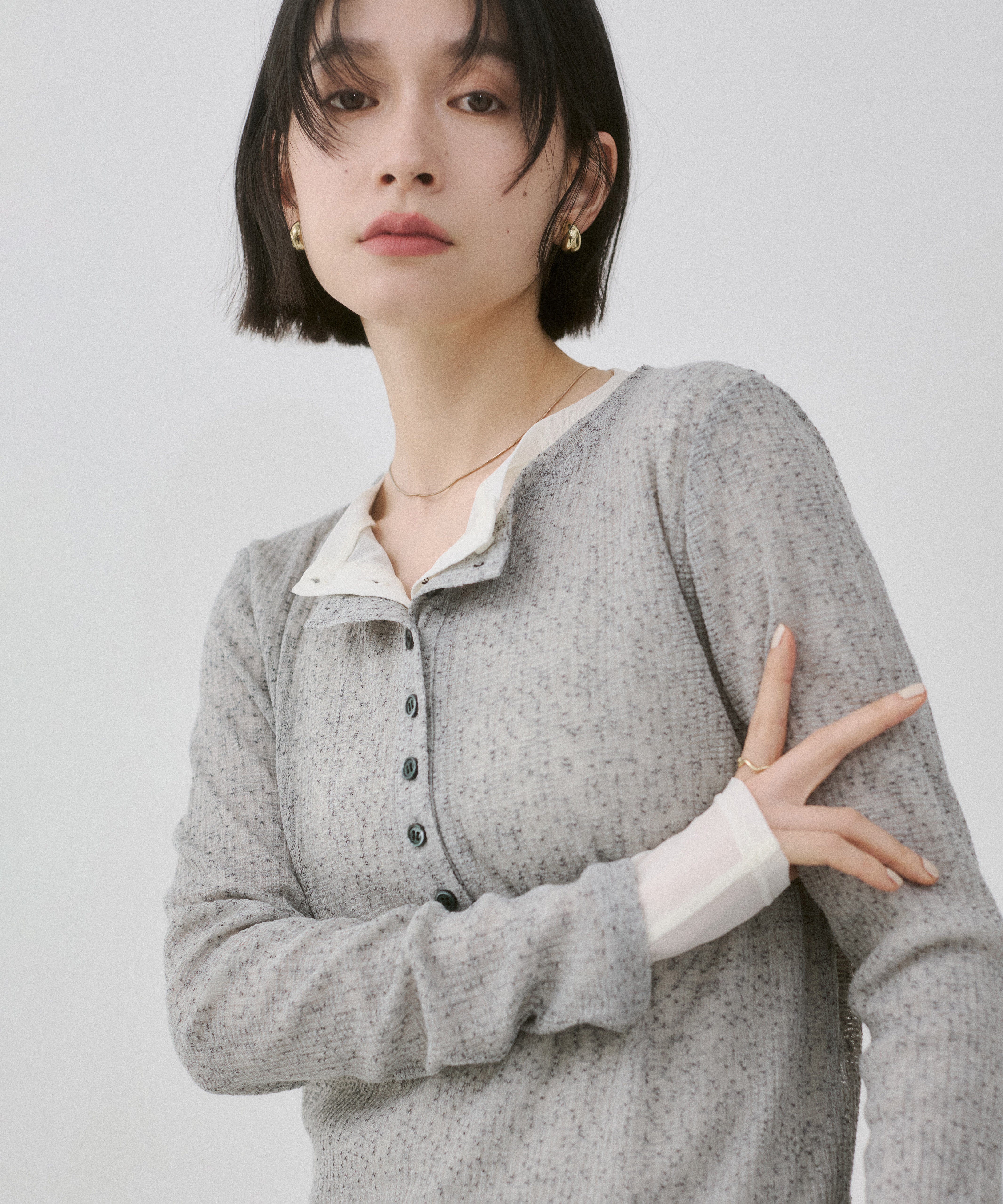 HENRY NECK LAYERED SHEER TOPS