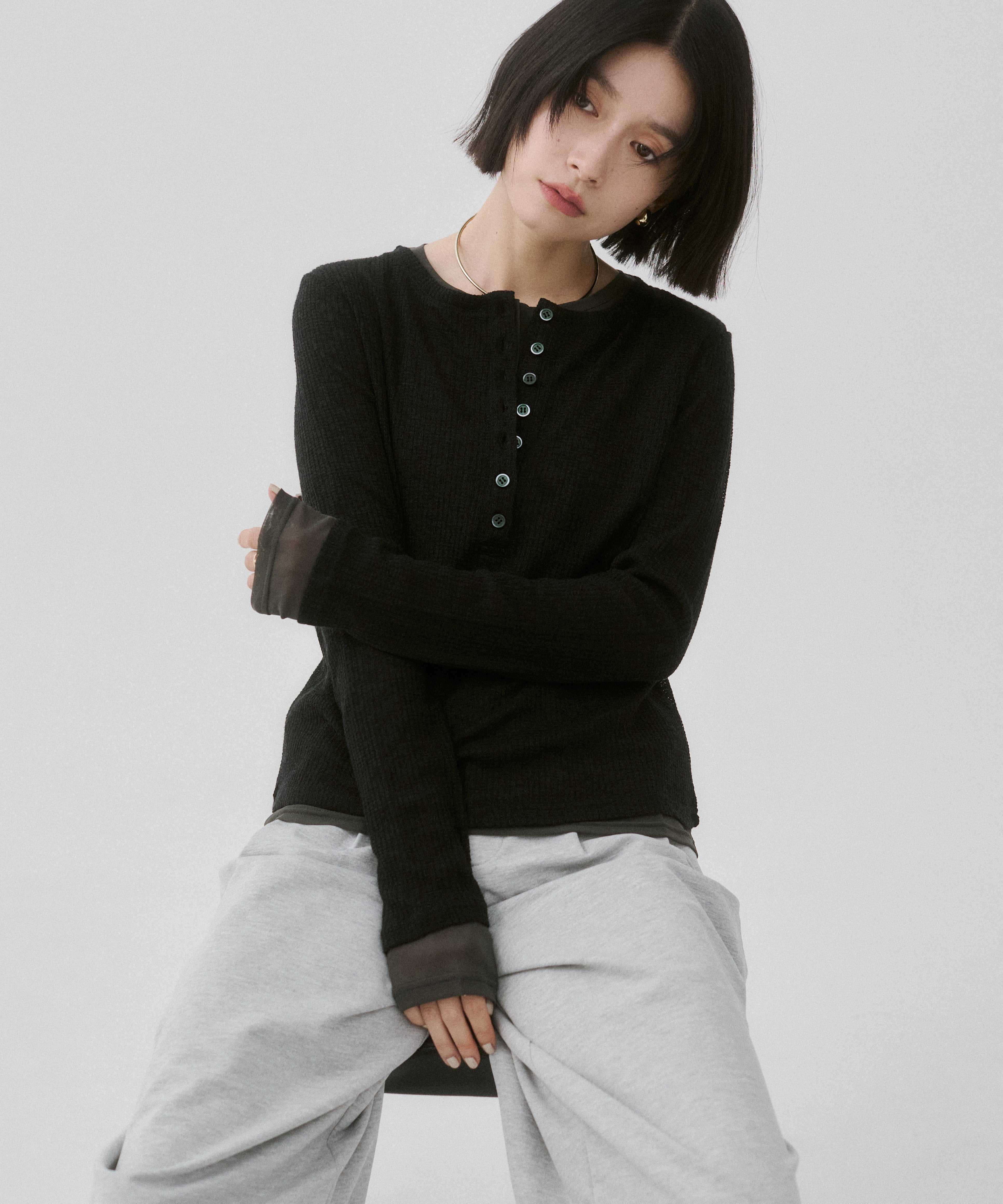 HENRY NECK LAYERED SHEER TOPS