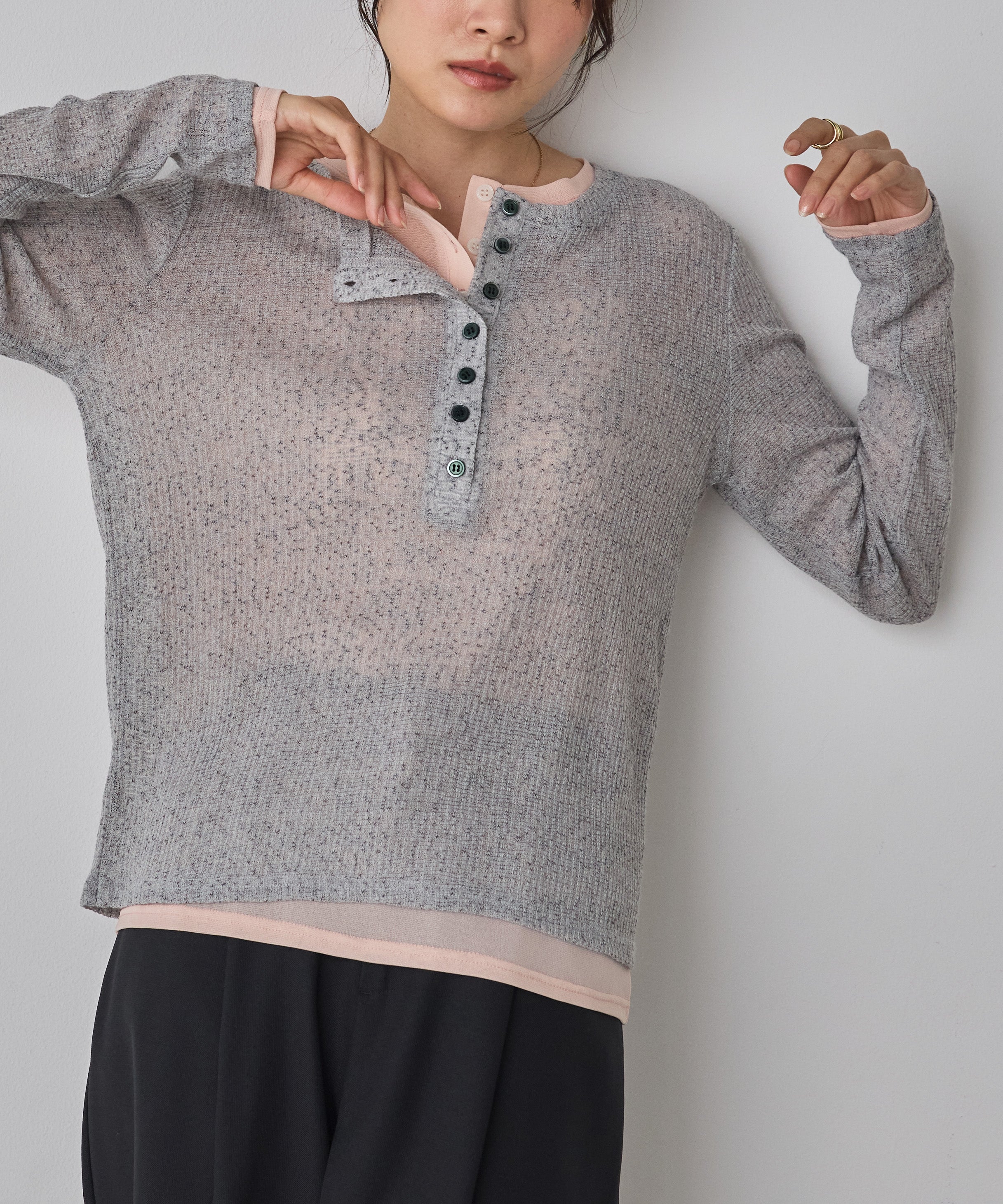 HENRY NECK LAYERED SHEER TOPS