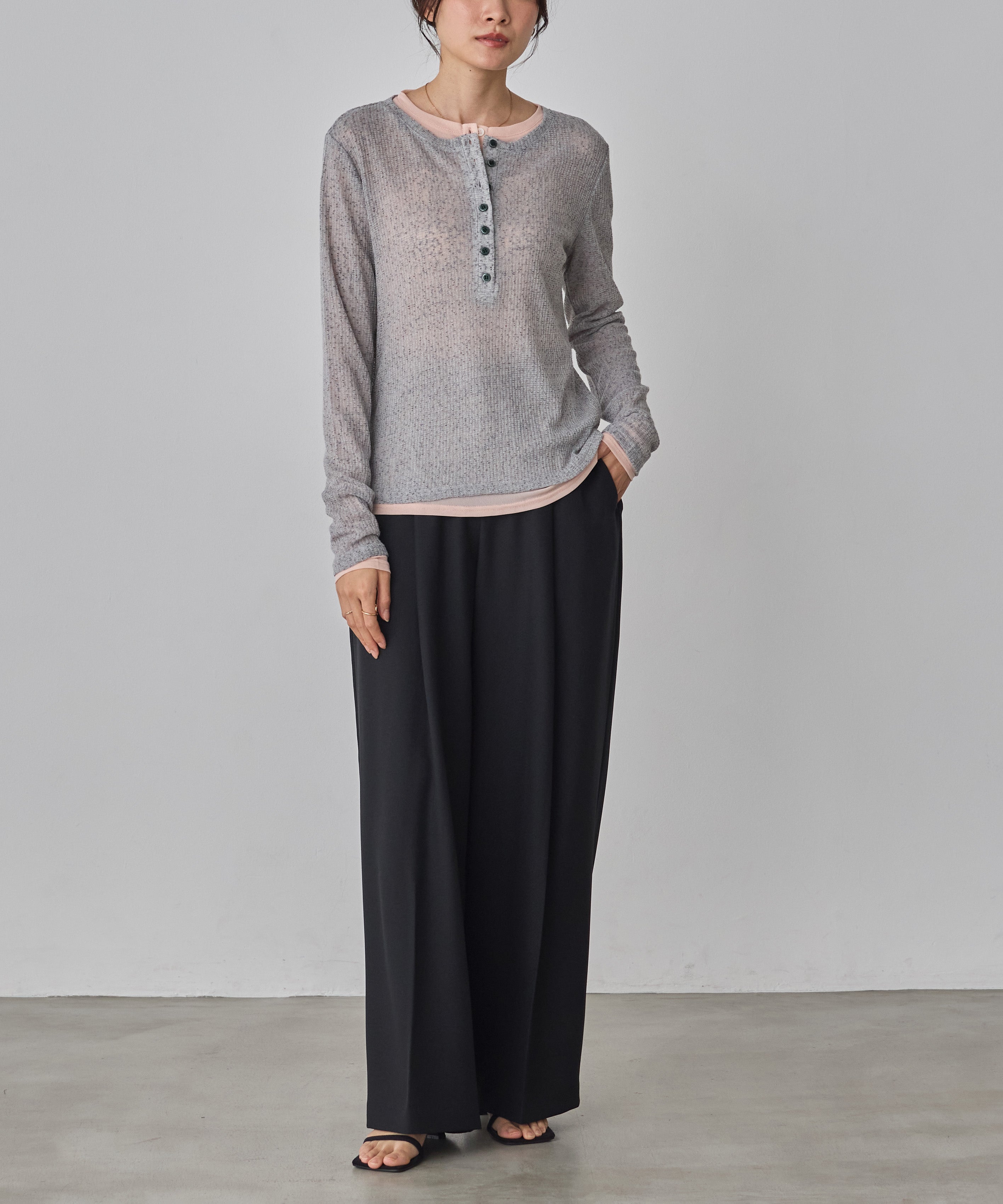 HENRY NECK LAYERED SHEER TOPS