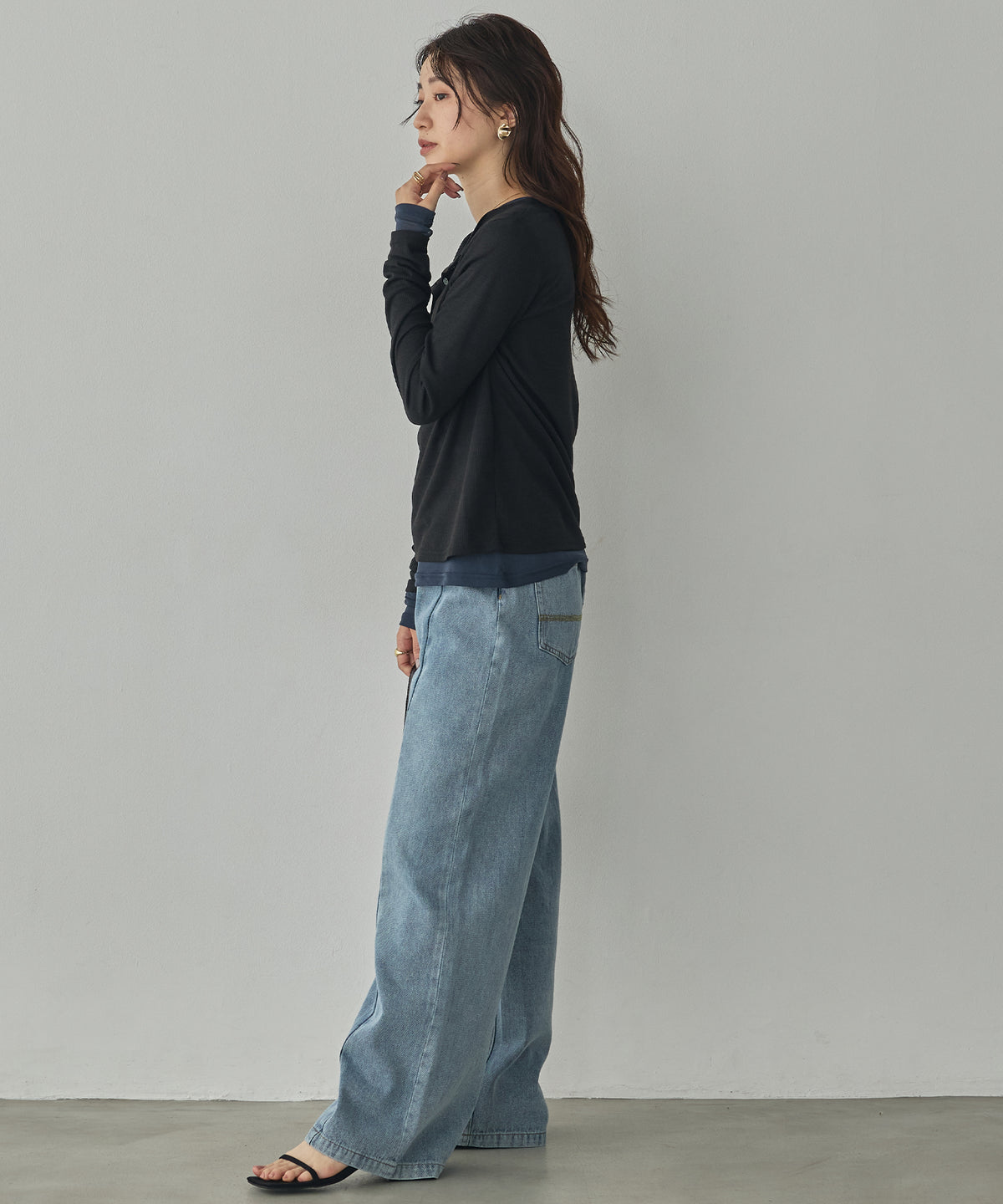 HENRY-NECK LAYERED TOPS