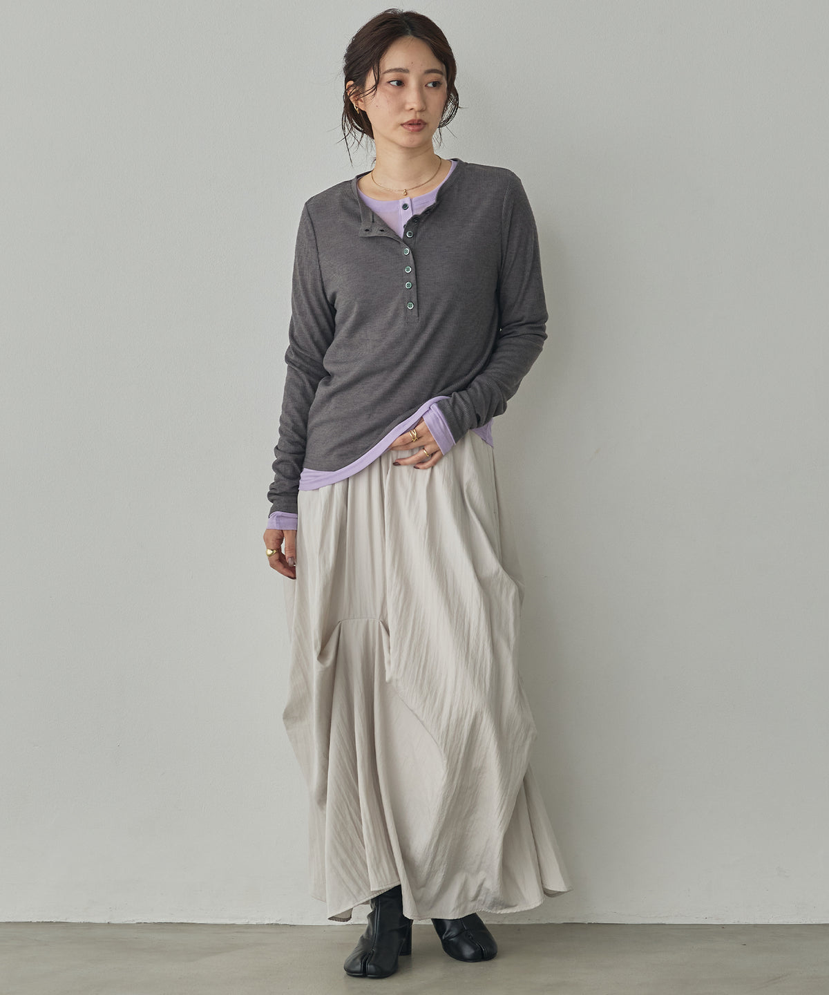 HENRY-NECK LAYERED TOPS