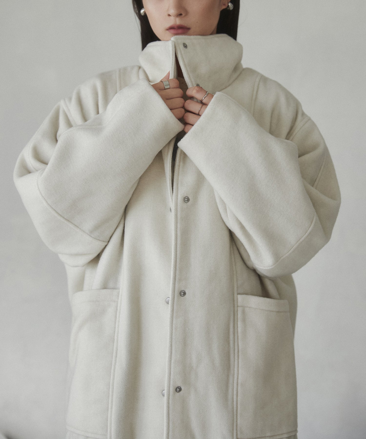 杢ヘリンボーン スタンドカラーコート