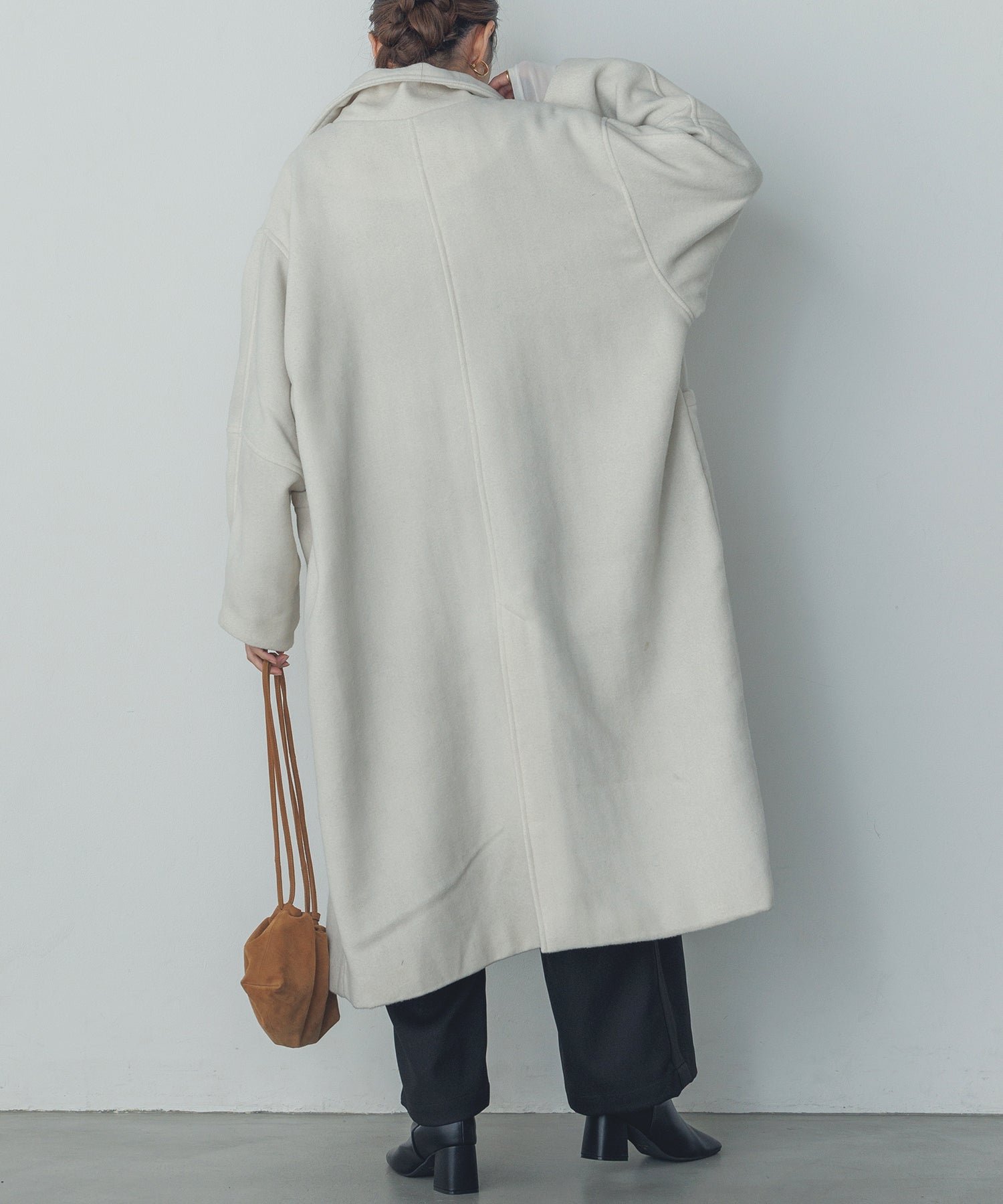 杢ヘリンボーン スタンドカラーコート