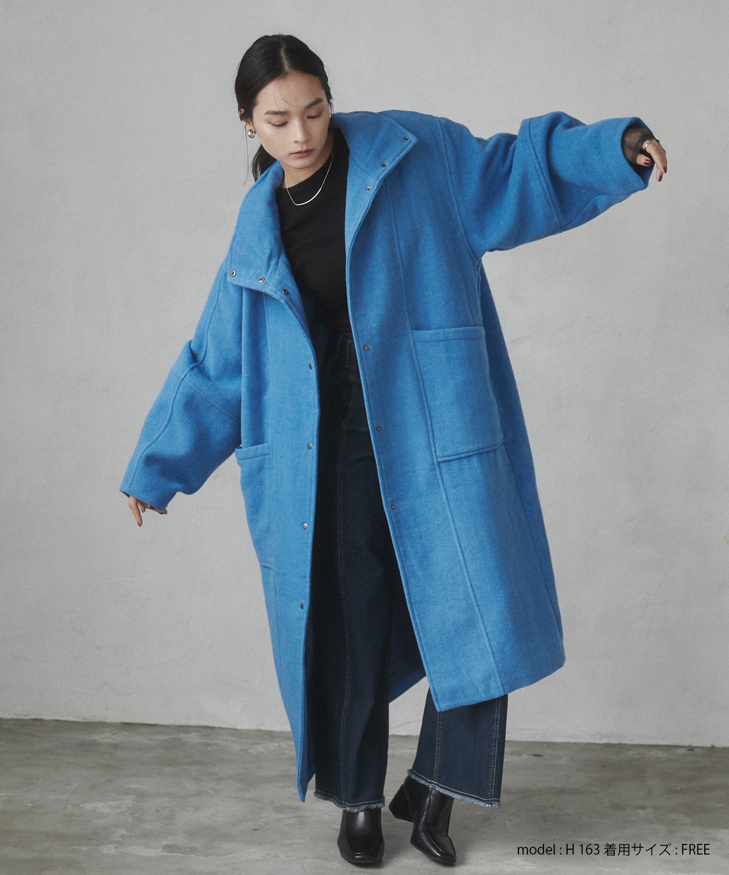 杢ヘリンボーン スタンドカラーコート