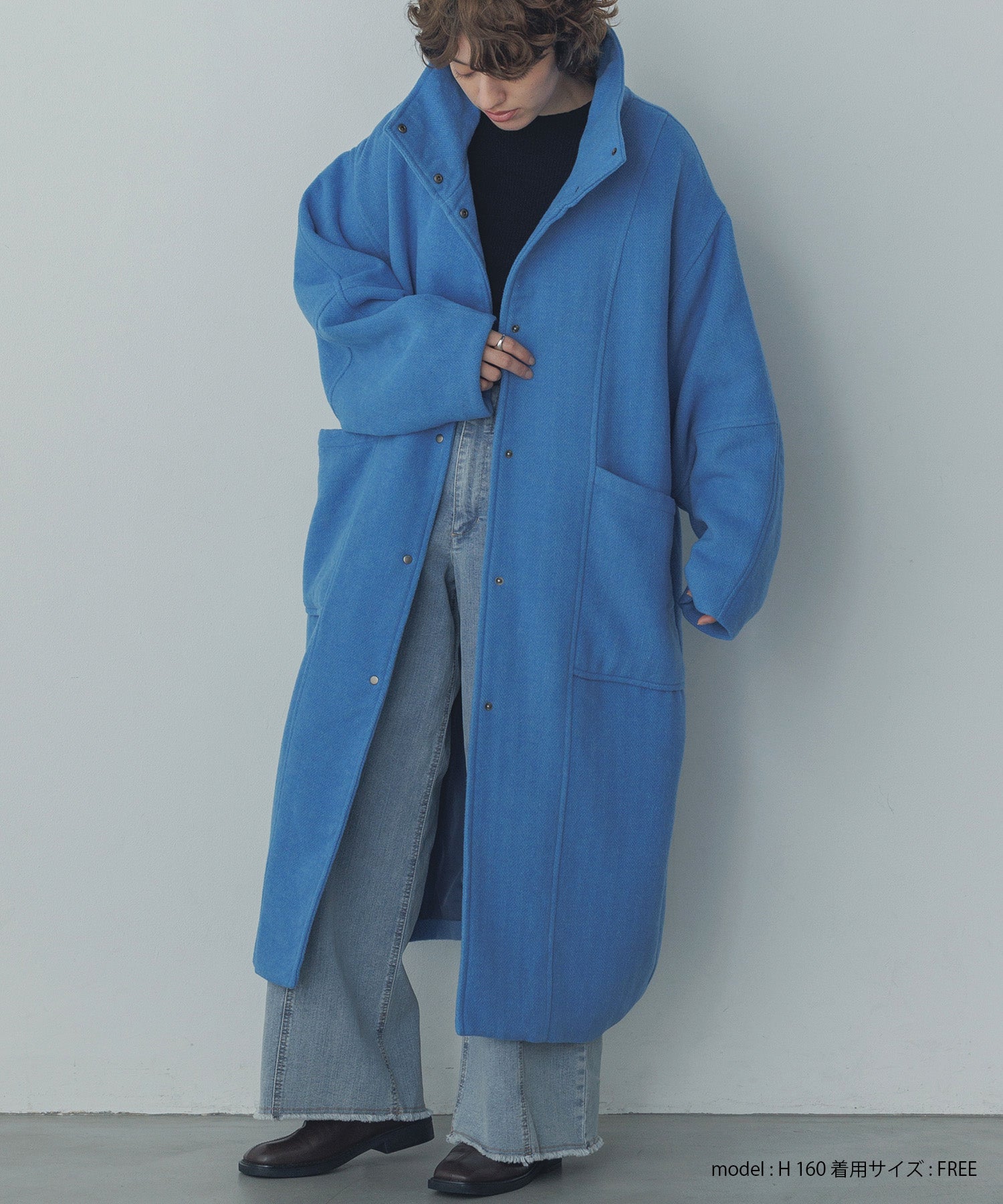 杢ヘリンボーン スタンドカラーコート