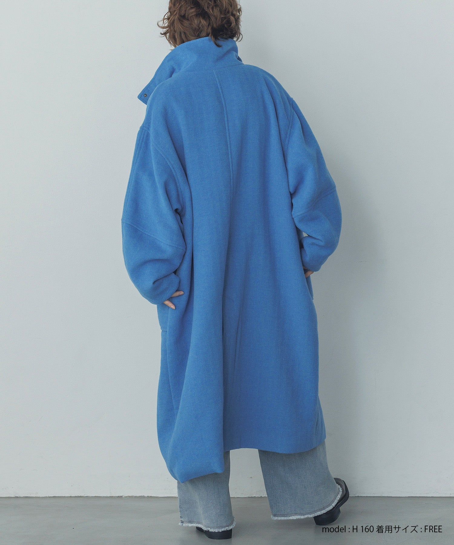 杢ヘリンボーン スタンドカラーコート