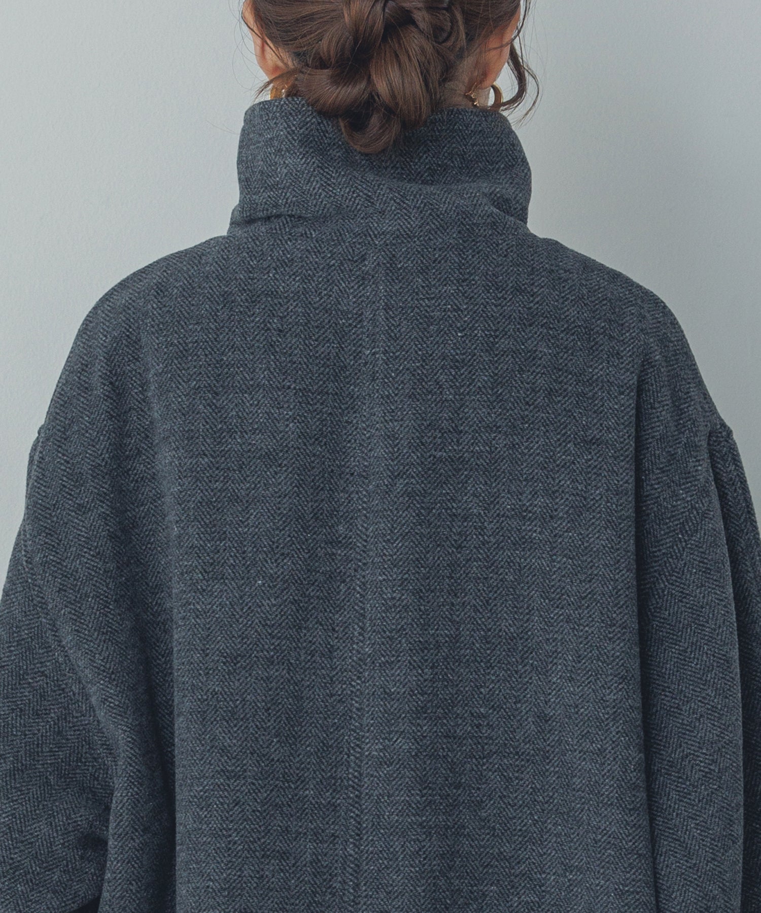杢ヘリンボーン スタンドカラーコート