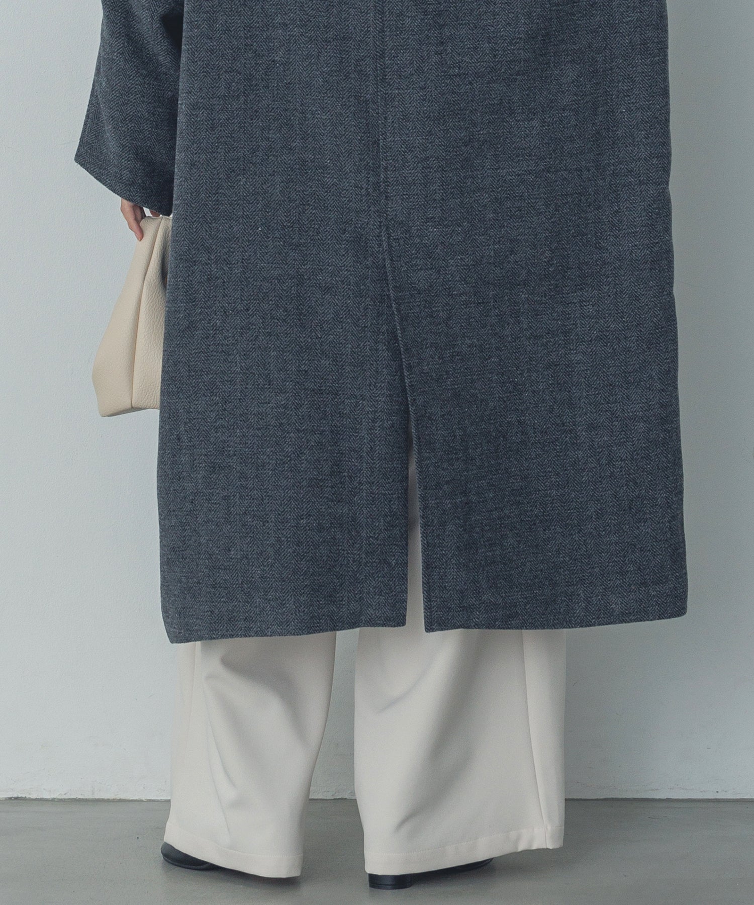 杢ヘリンボーン スタンドカラーコート