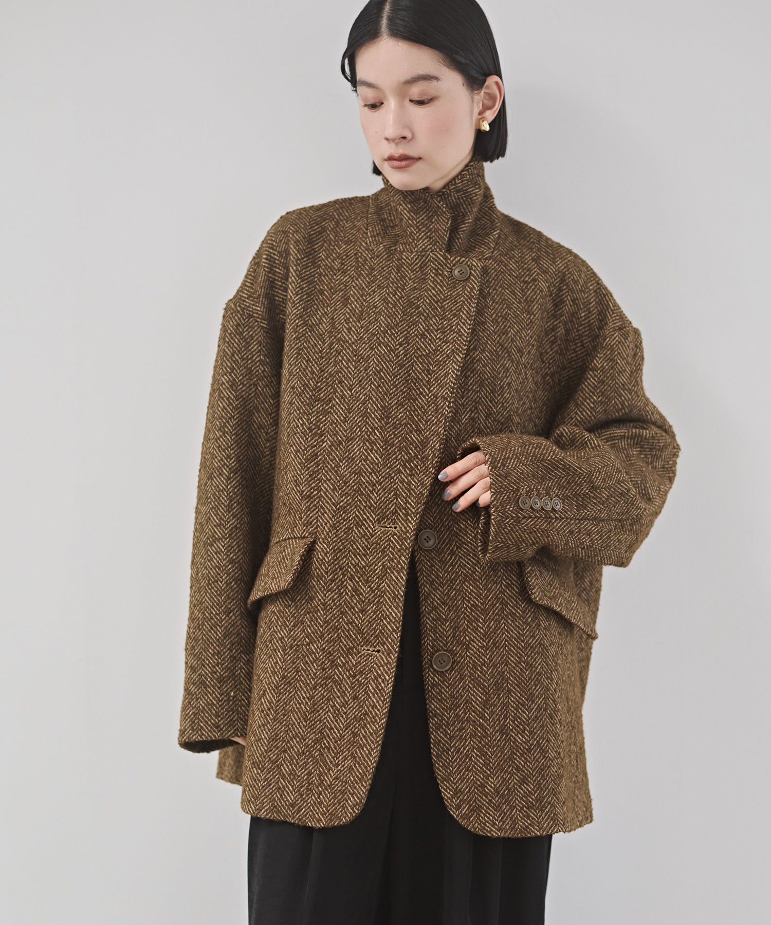 ヘリンボーン ジャケットコート