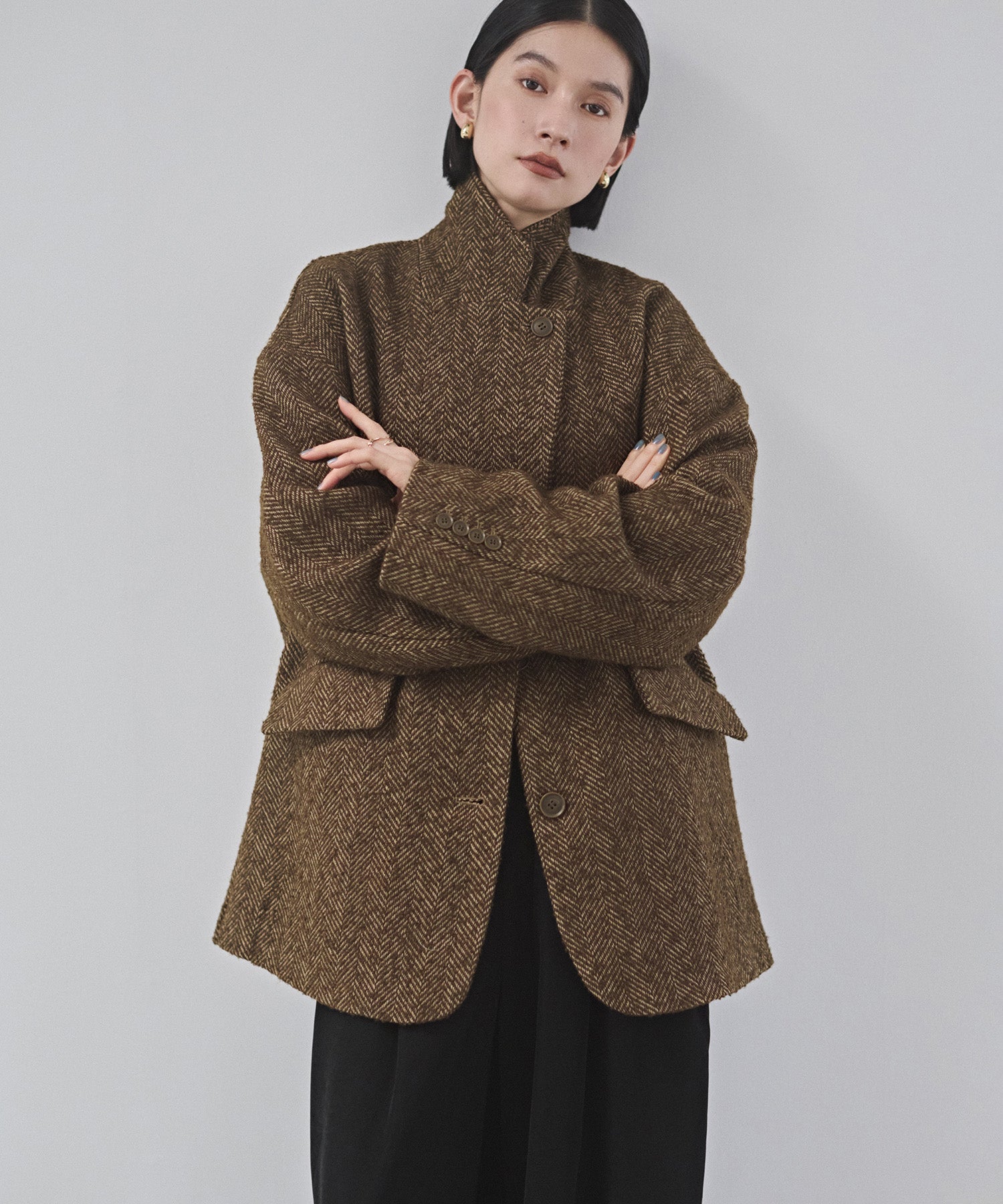 ヘリンボーン ジャケットコート