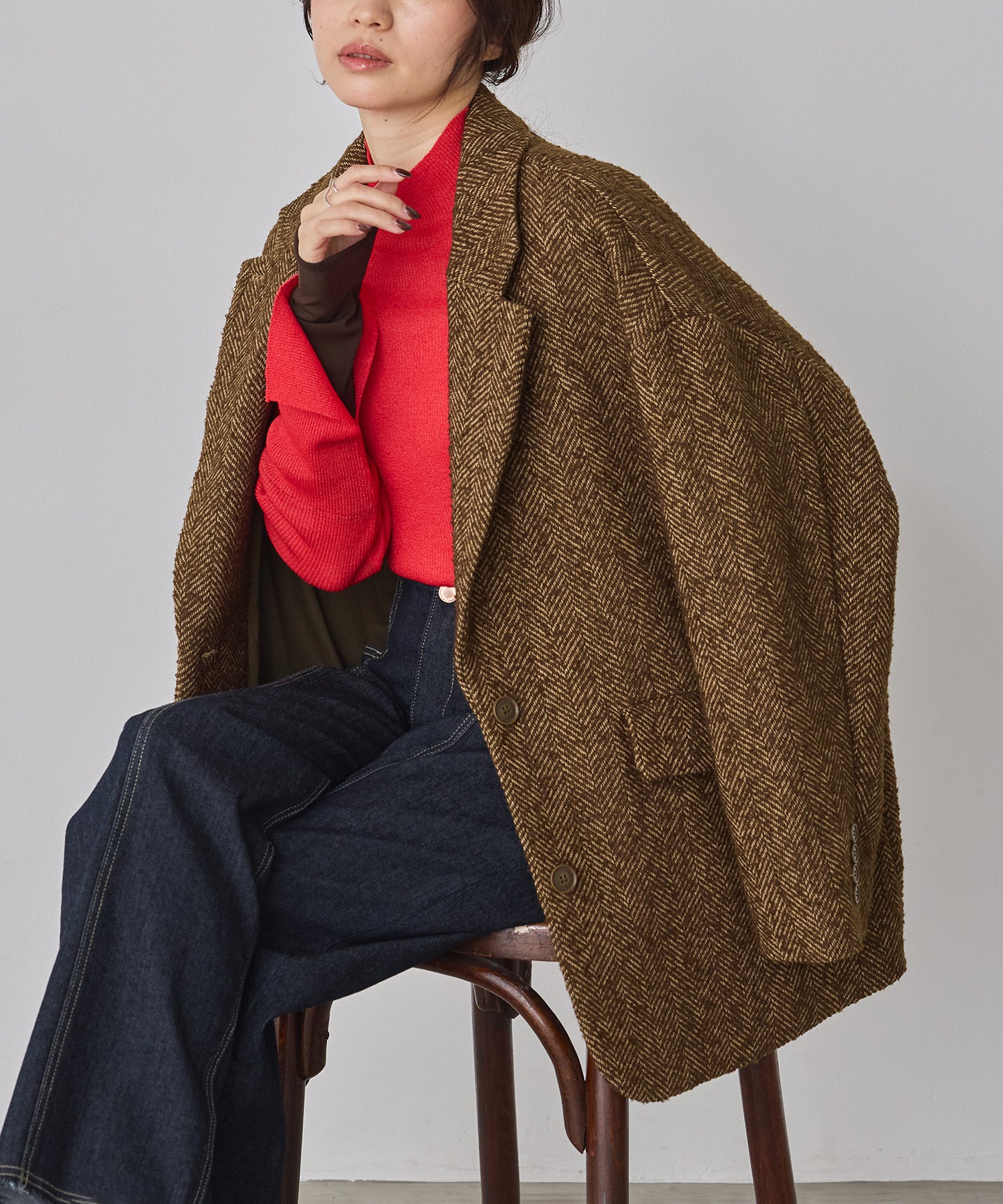 ヘリンボーン ジャケットコート