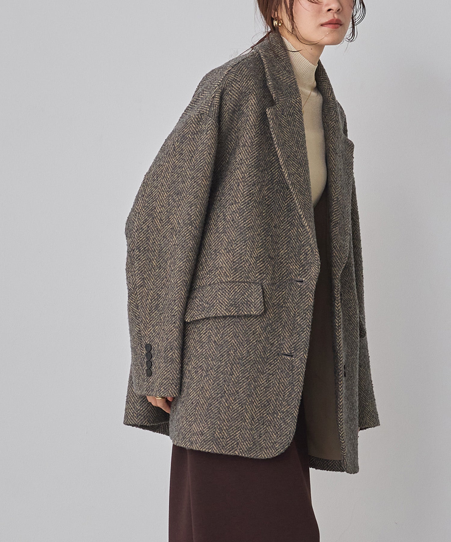 ヘリンボーン ジャケットコート