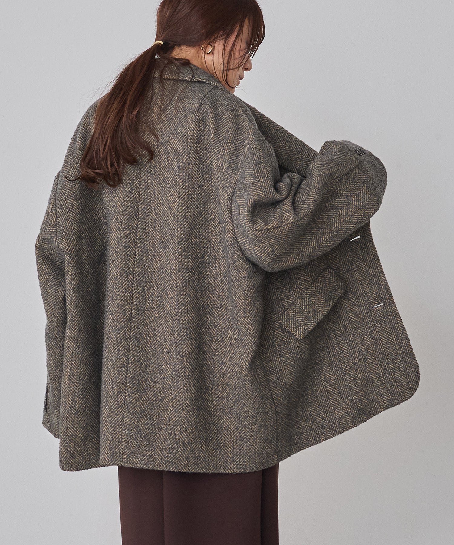 ヘリンボーン ジャケットコート