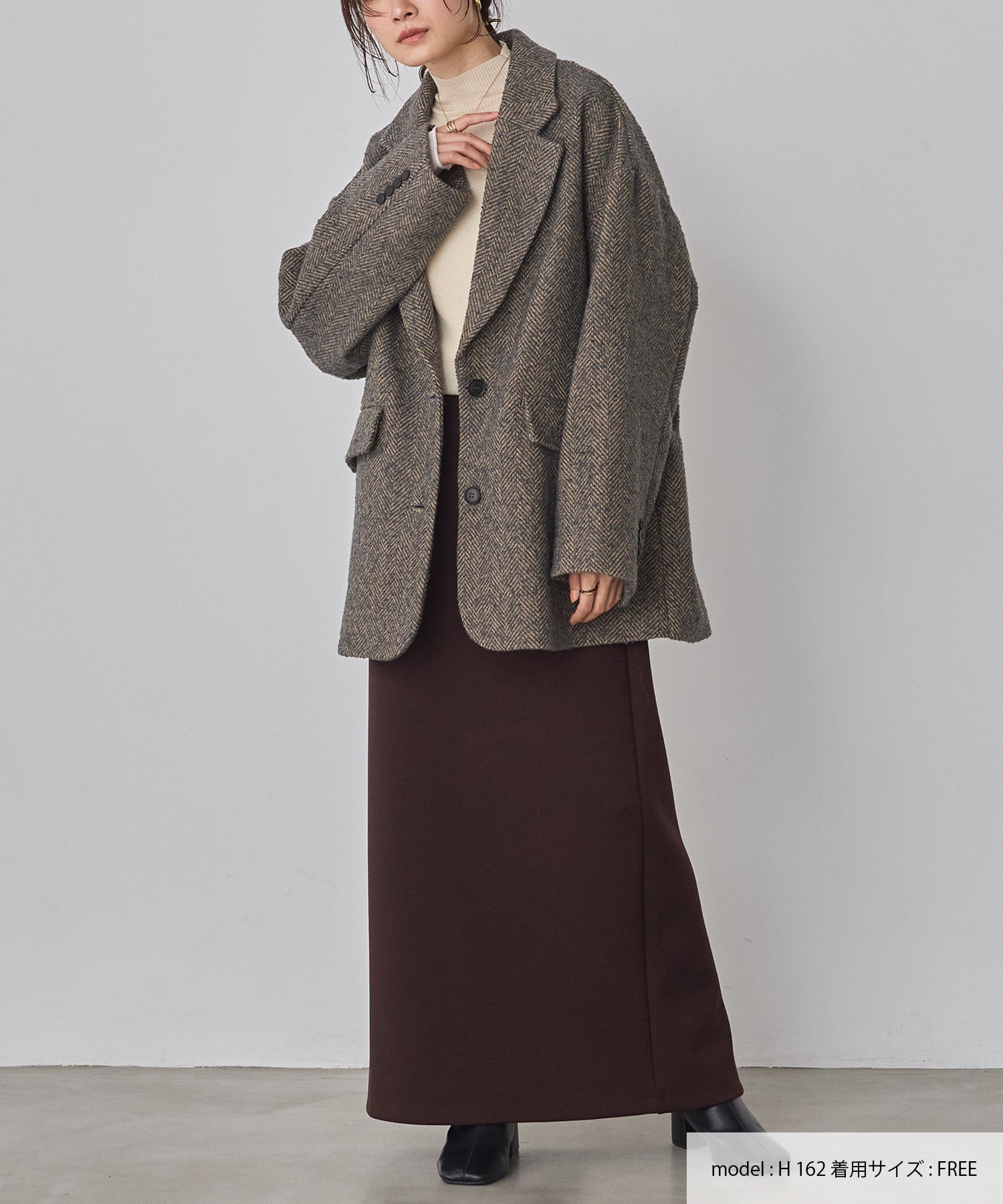 ヘリンボーン ジャケットコート