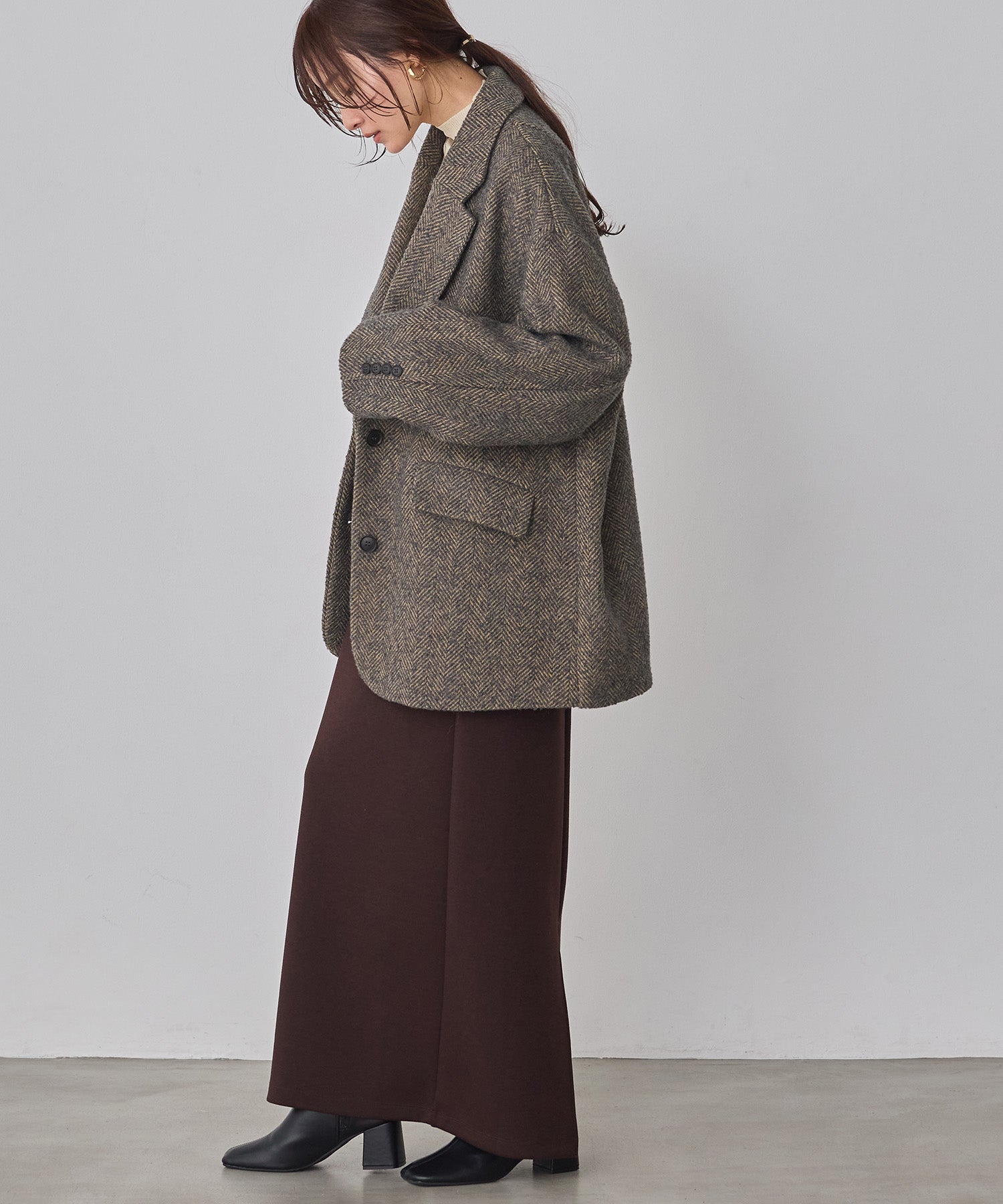 ヘリンボーン ジャケットコート