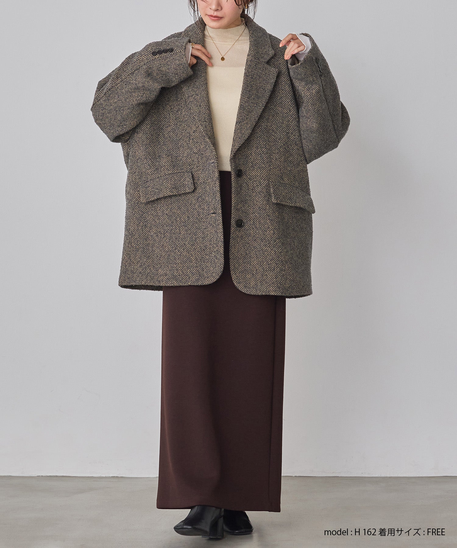 ヘリンボーン ジャケットコート