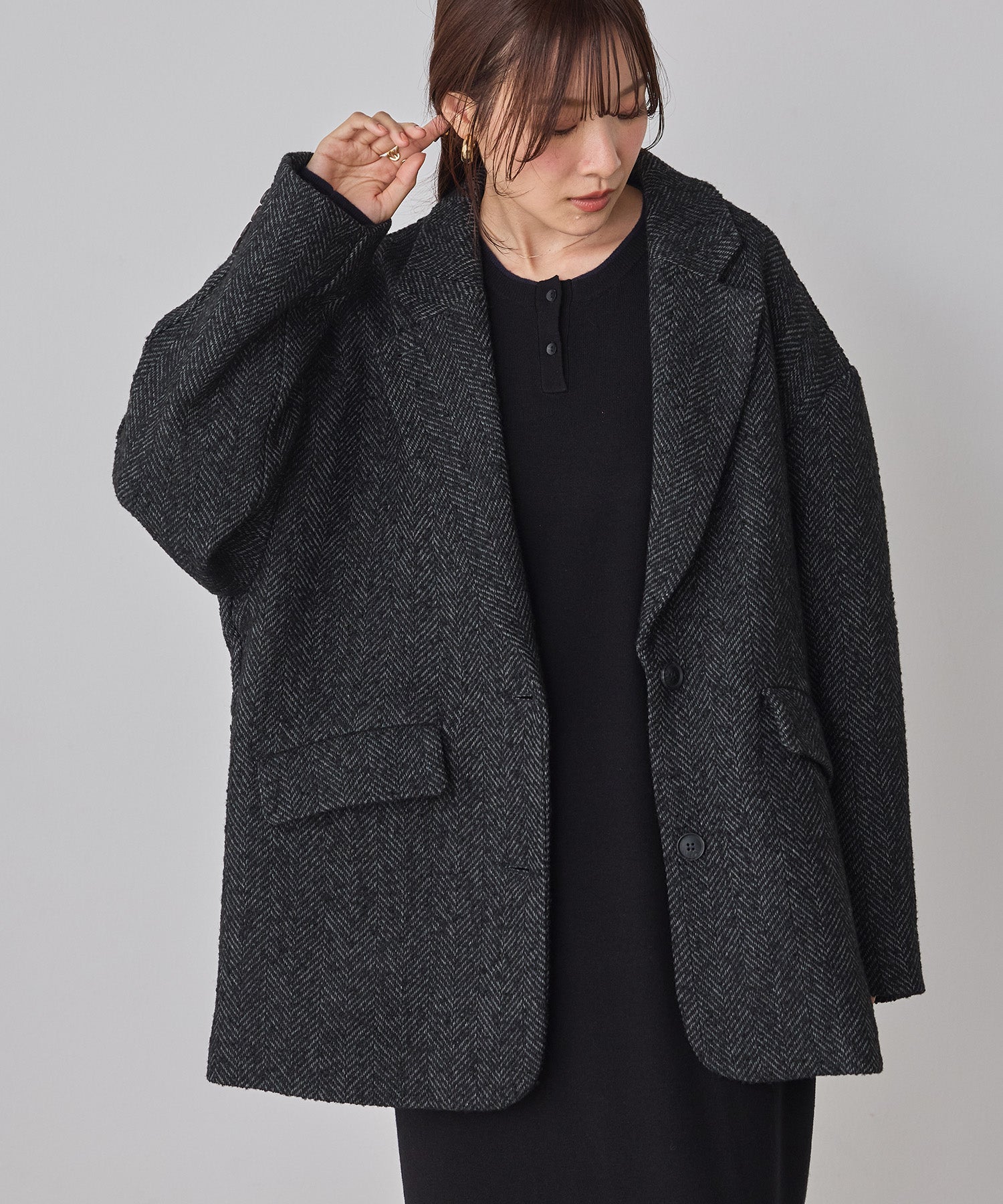 ヘリンボーン ジャケットコート