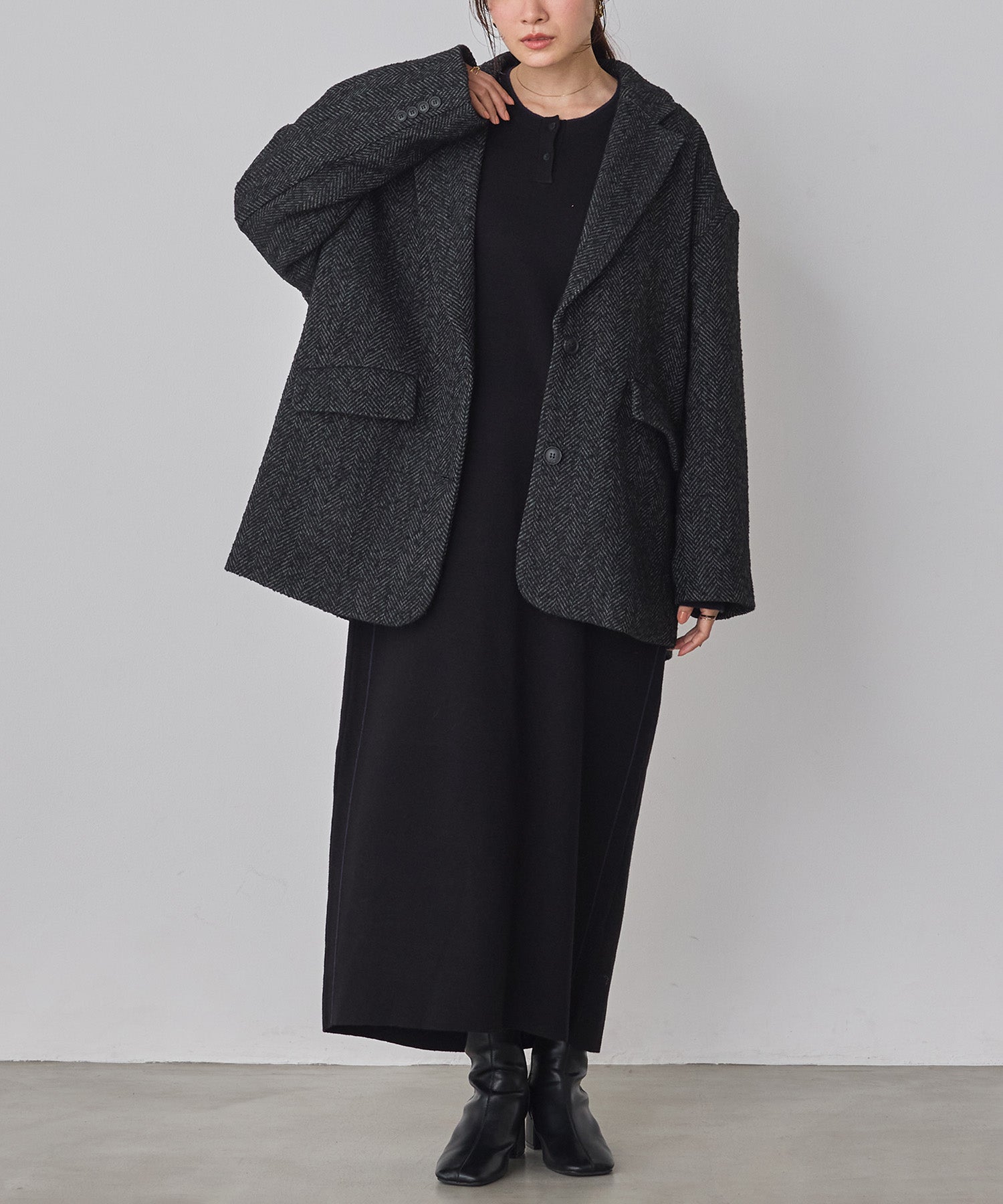 ヘリンボーン ジャケットコート