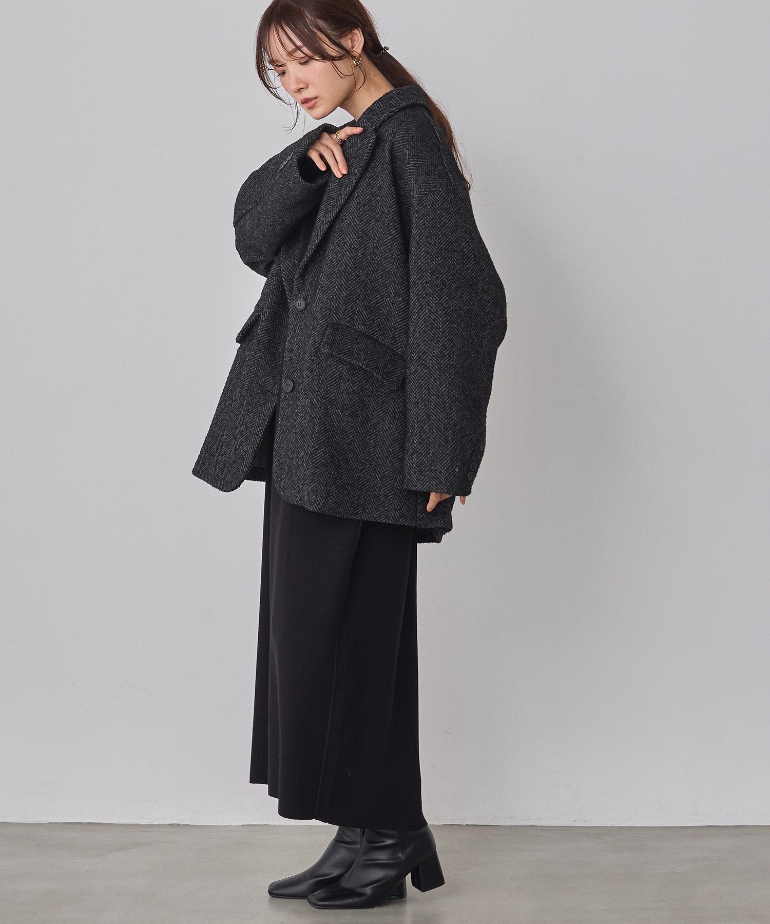 ヘリンボーン ジャケットコート