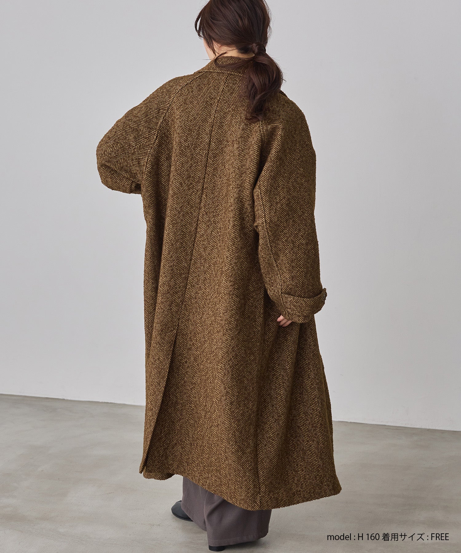 ヘリンボーン ステンカラーコート