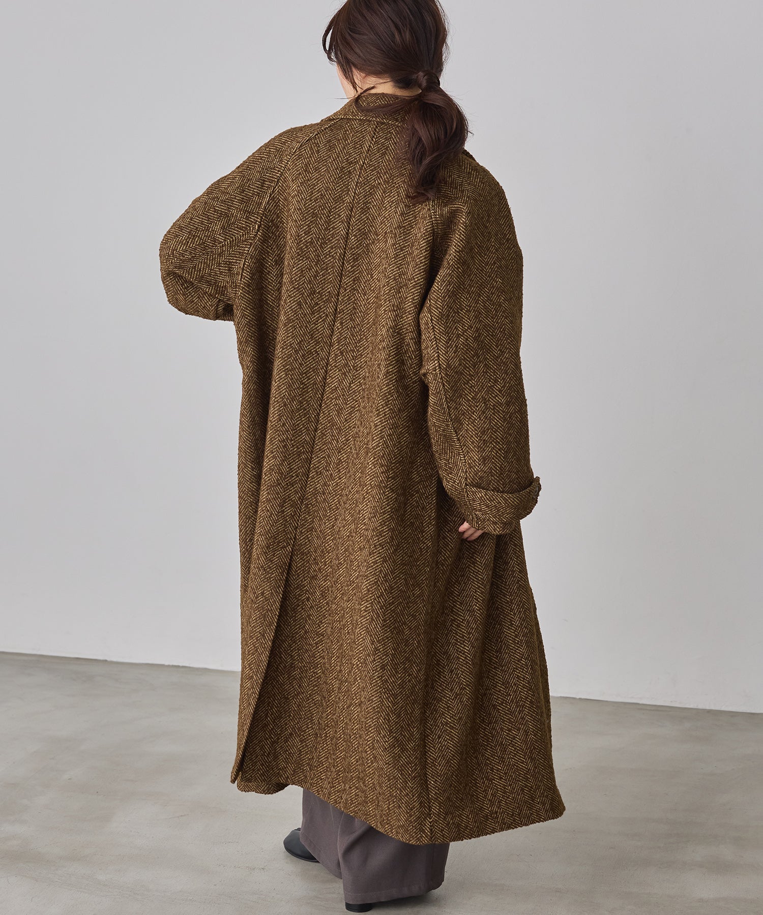 ヘリンボーン ステンカラーコート