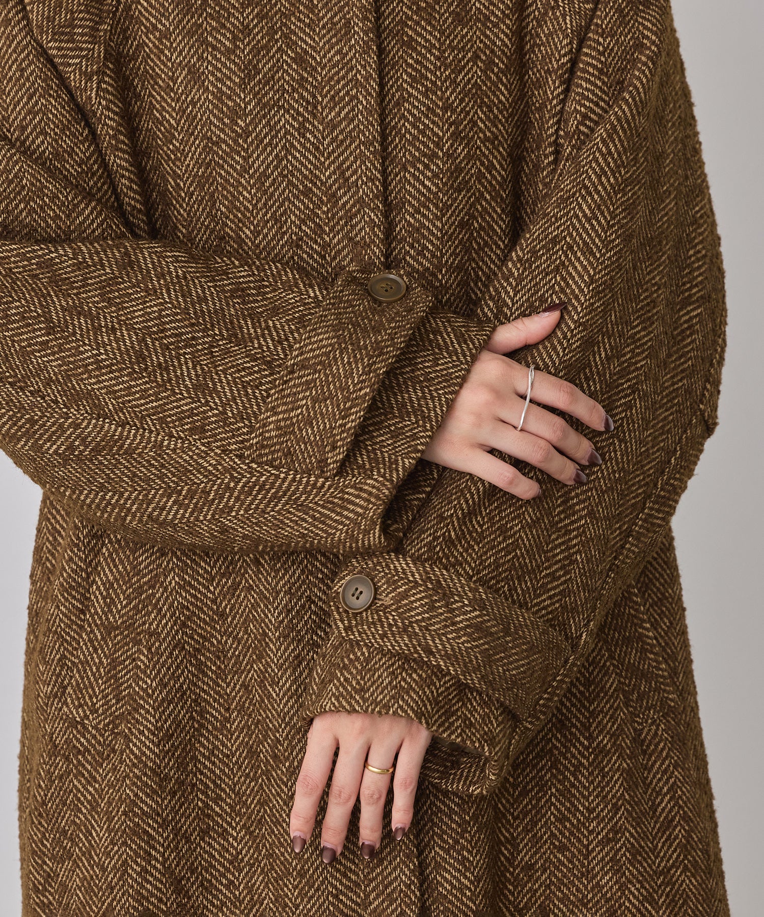 ヘリンボーン ステンカラーコート