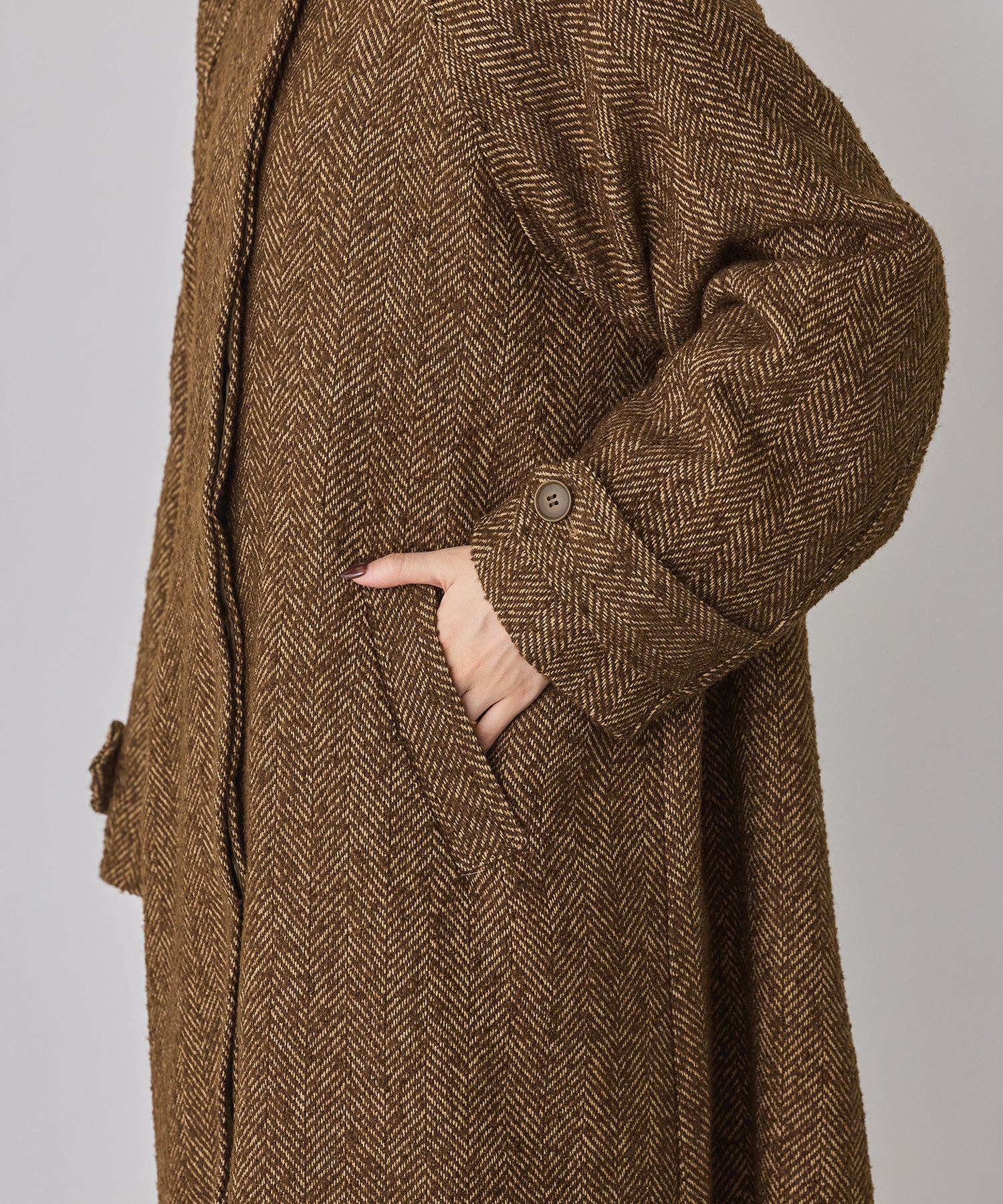 ヘリンボーン ステンカラーコート