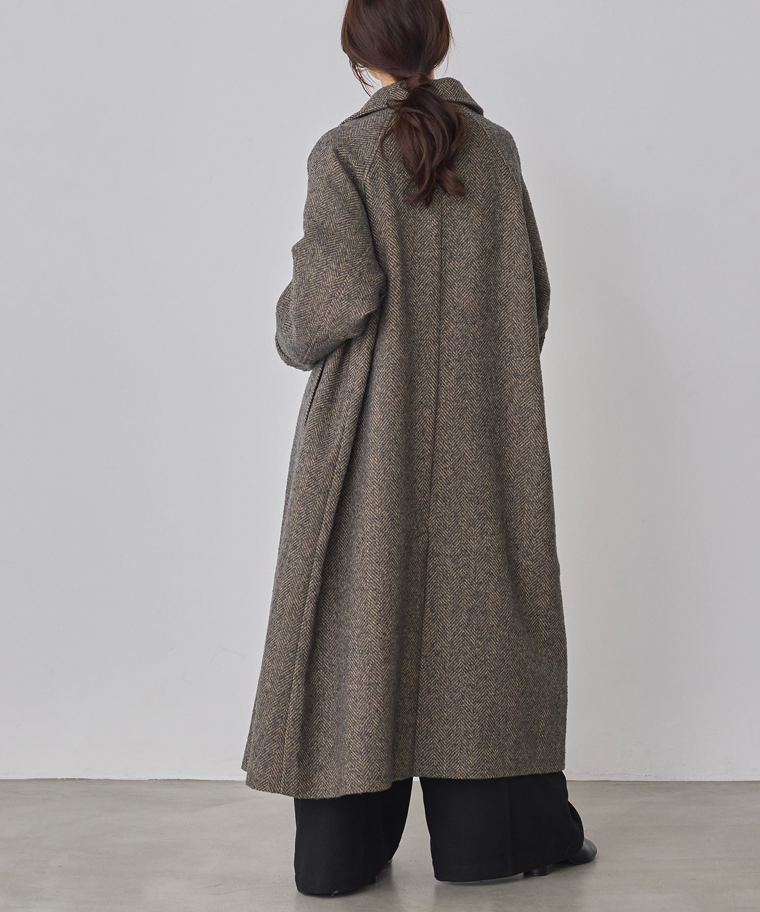 ヘリンボーン ステンカラーコート