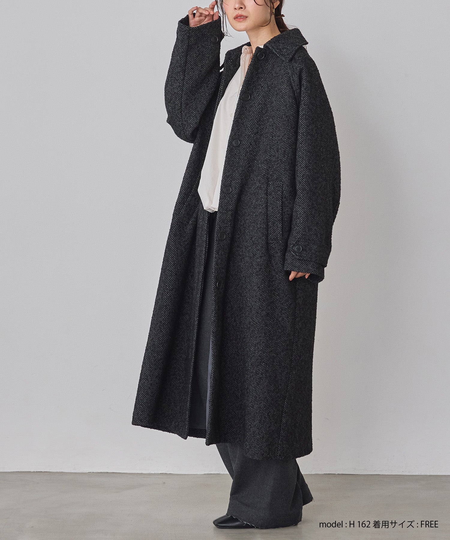 ヘリンボーン ステンカラーコート