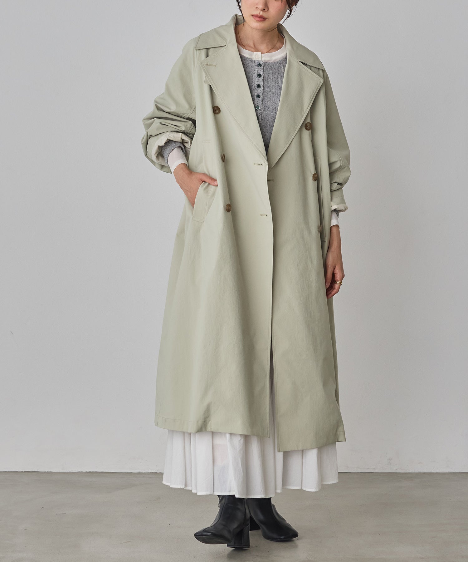 ストレッチポリエステル トレンチコート