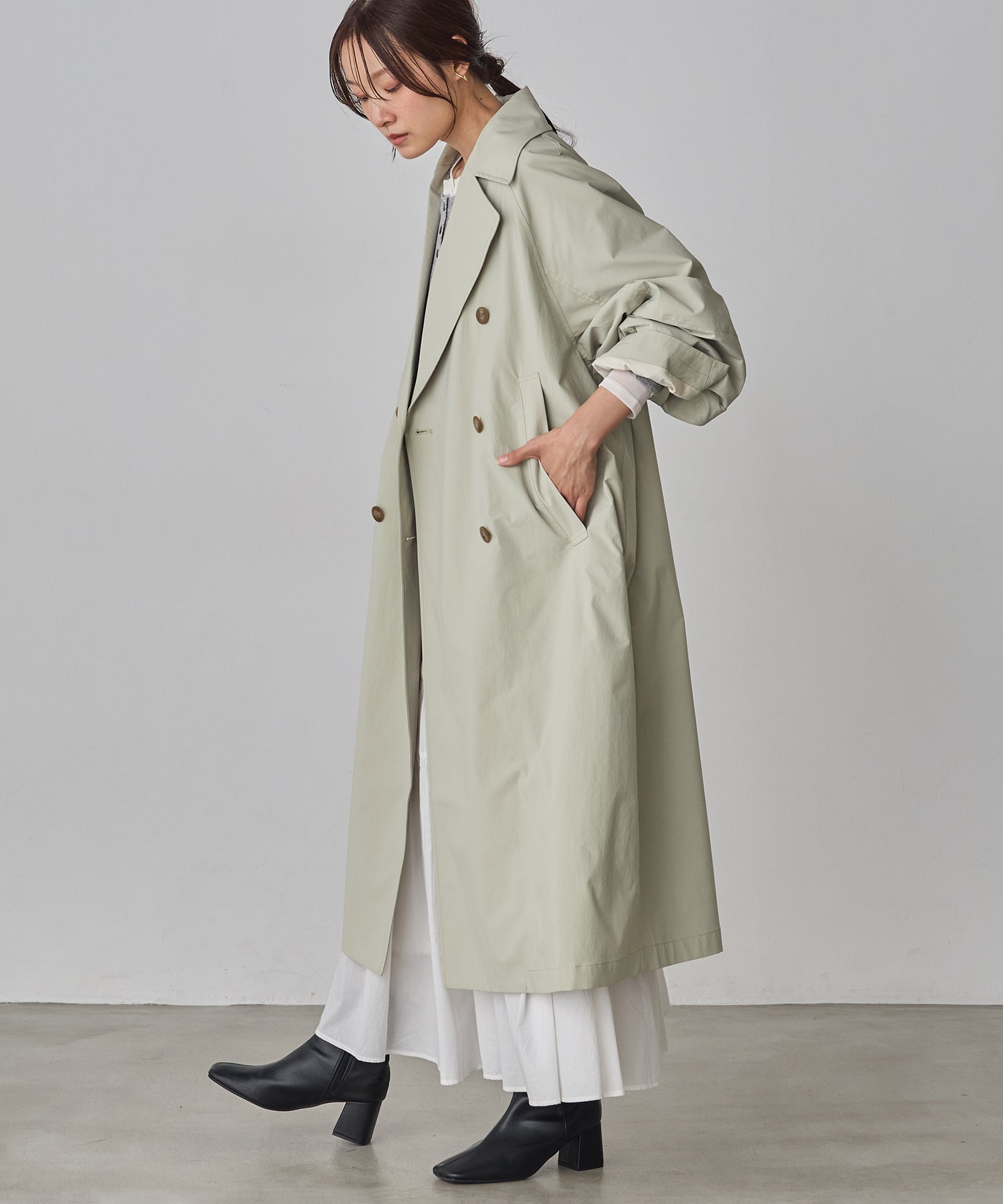 ストレッチポリエステル トレンチコート
