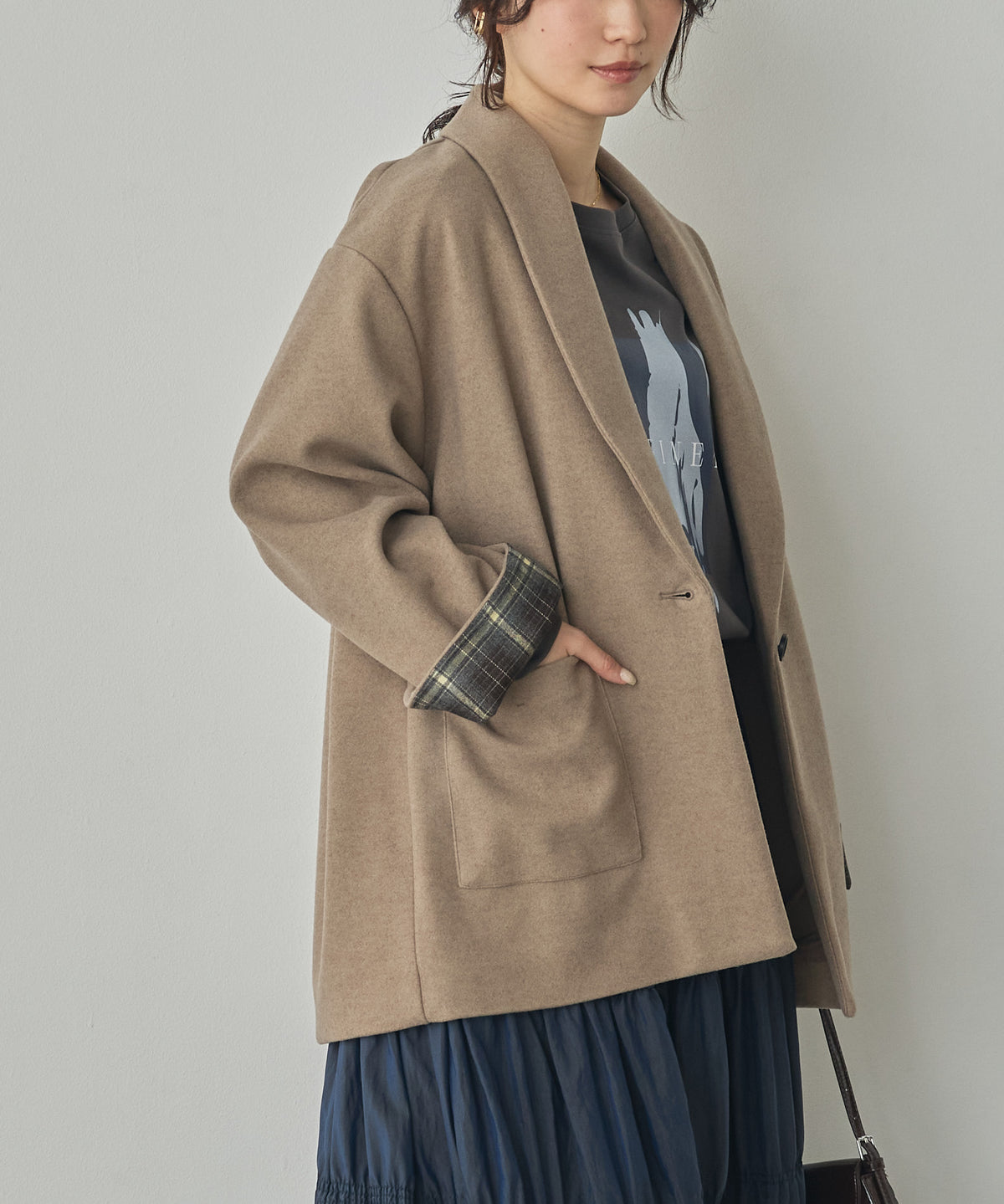 WOOL-LIKE SHAWL-COLLAR COAT