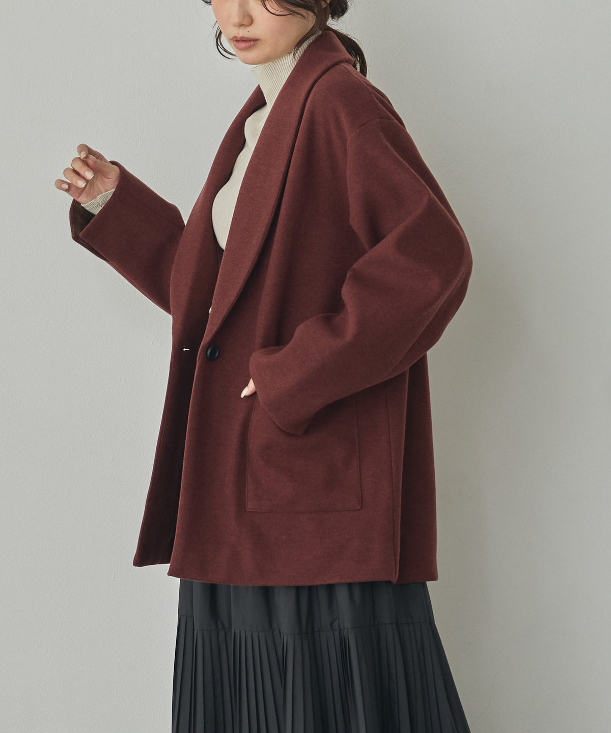 WOOL-LIKE SHAWL-COLLAR COAT