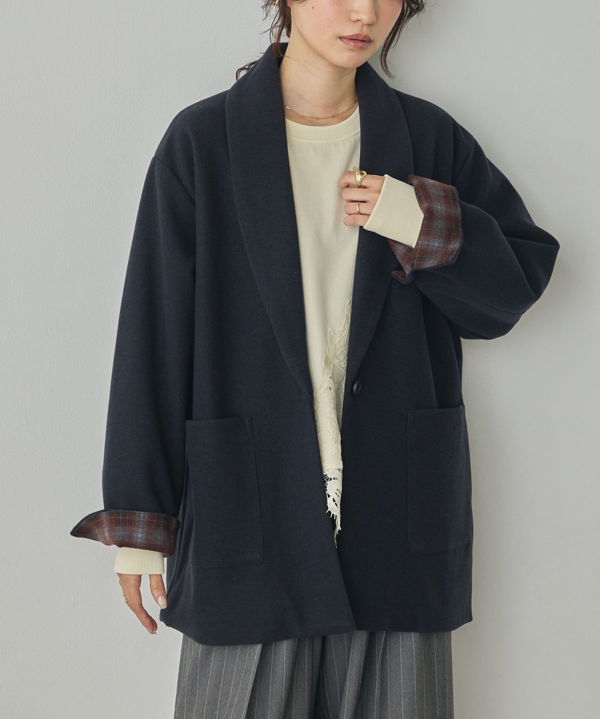 WOOL-LIKE SHAWL-COLLAR COAT
