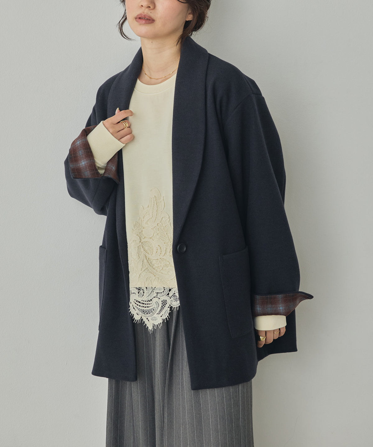WOOL-LIKE SHAWL-COLLAR COAT